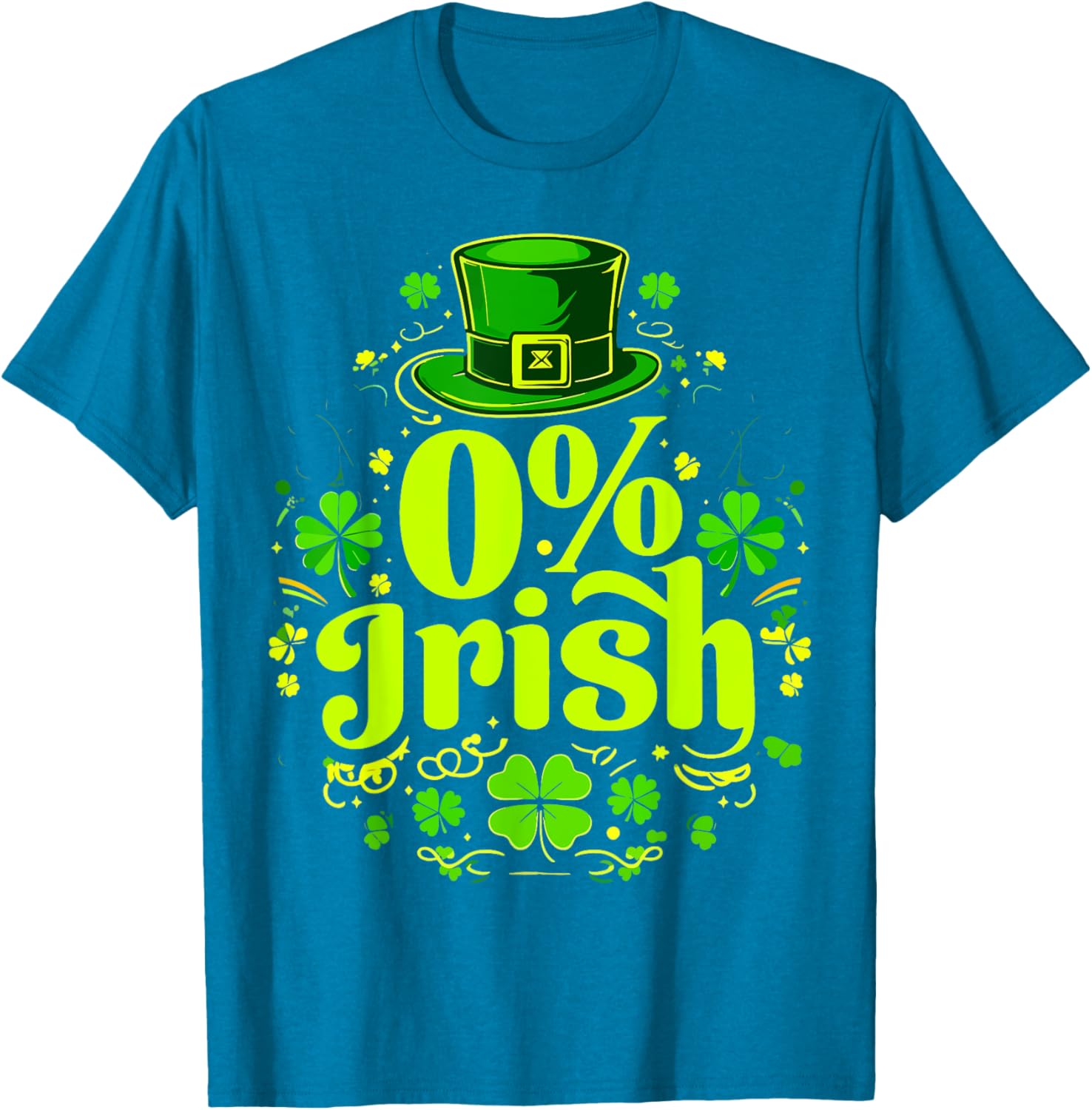 Funny 0% Irish St. Patrick's Day Zero Percent Graphic T-Shirt for Fun - 4