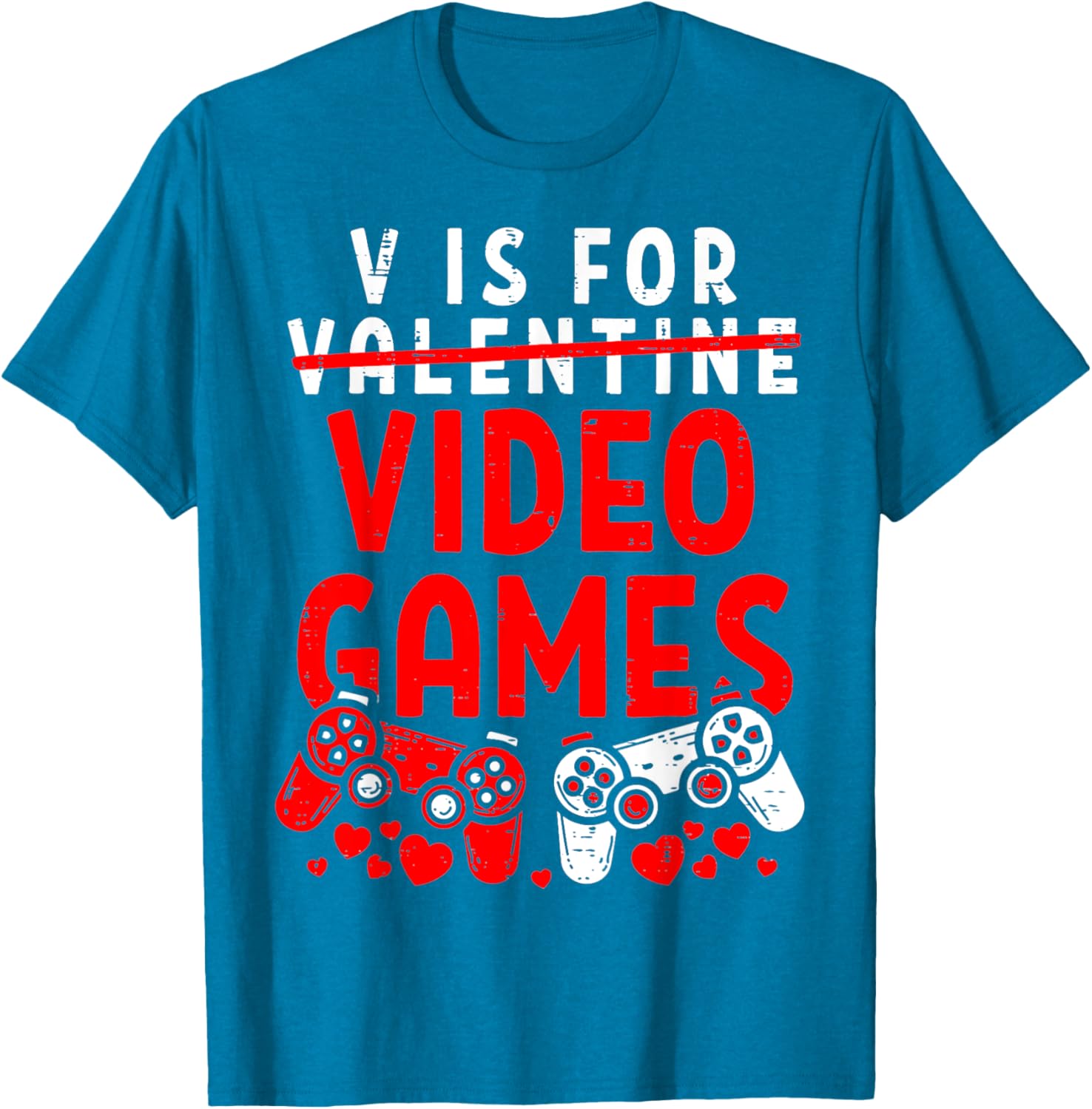 Funny V Is For Video Games Valentine's Day T-Shirt for Gamer Men - 2