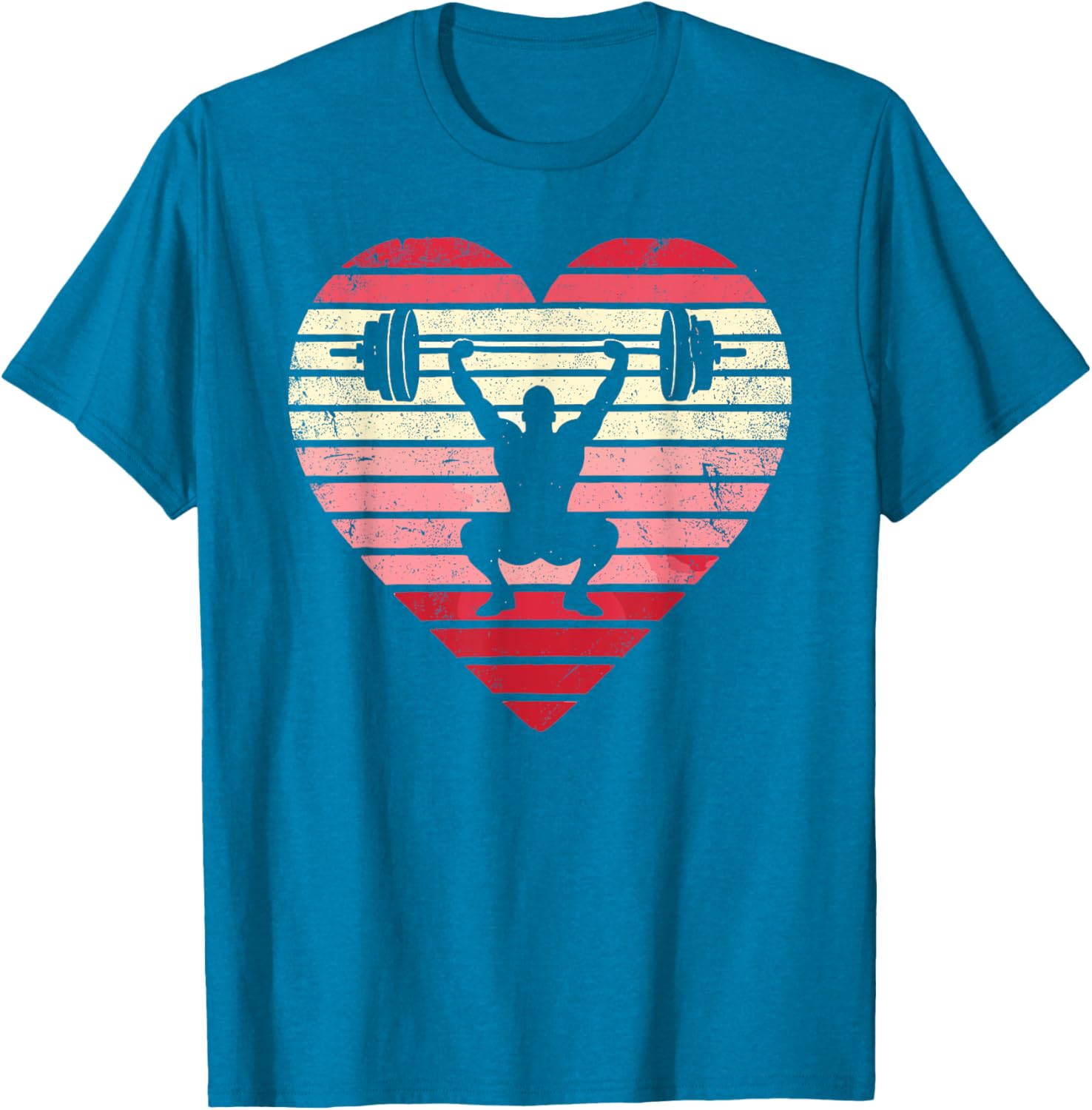 Vintage Retro Heart Weightlifting Gym T-Shirt for Men Fitness Enthusiasts - 12