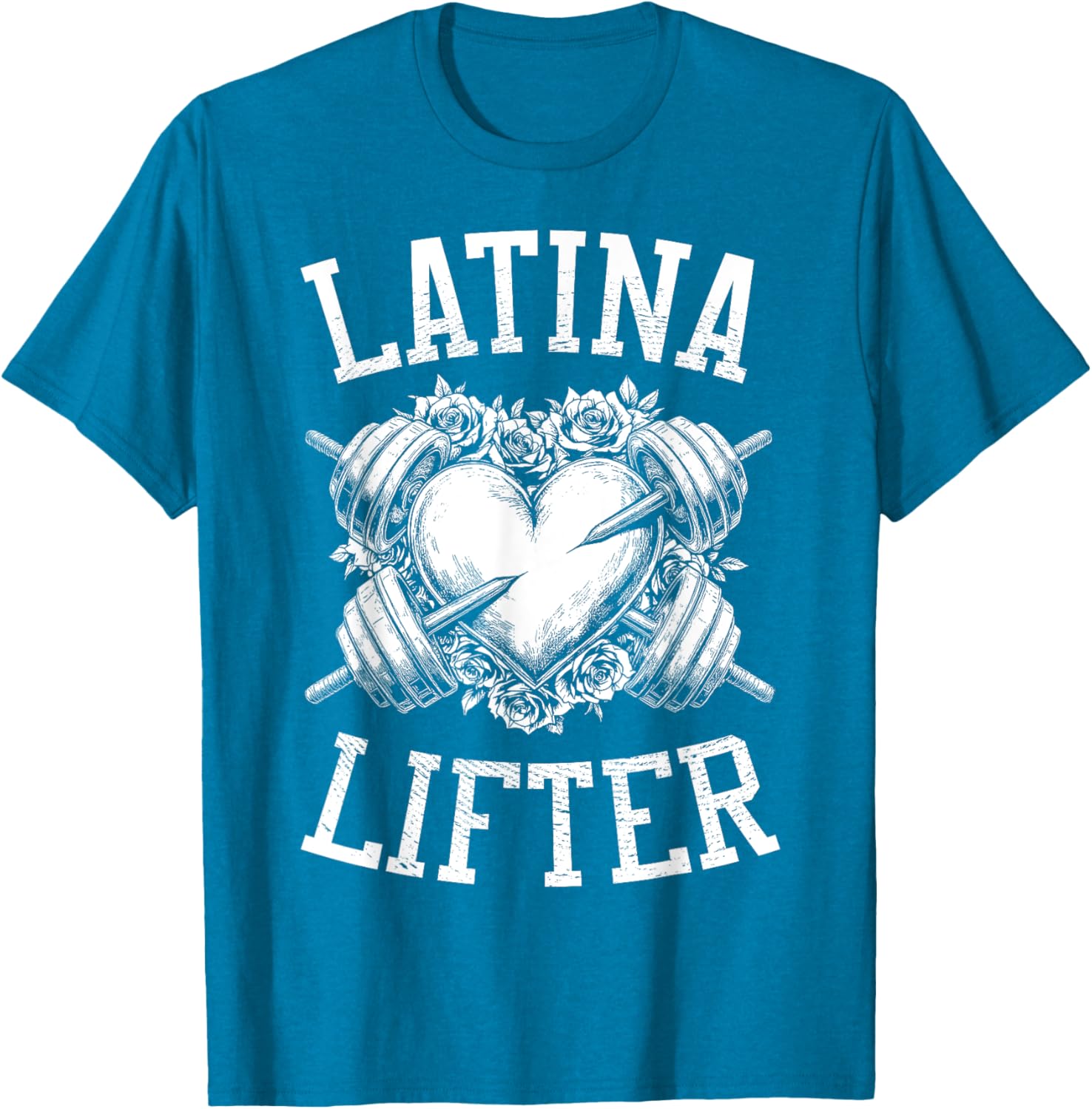 Latina Lifter Heart Fitness T-Shirt for Hispanic Gym Lovers - 13