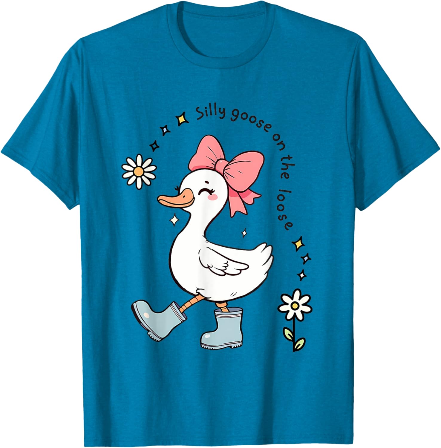 Funny Silly Goose On The Loose Kids T-Shirt for Girls - Adorable Design - 11