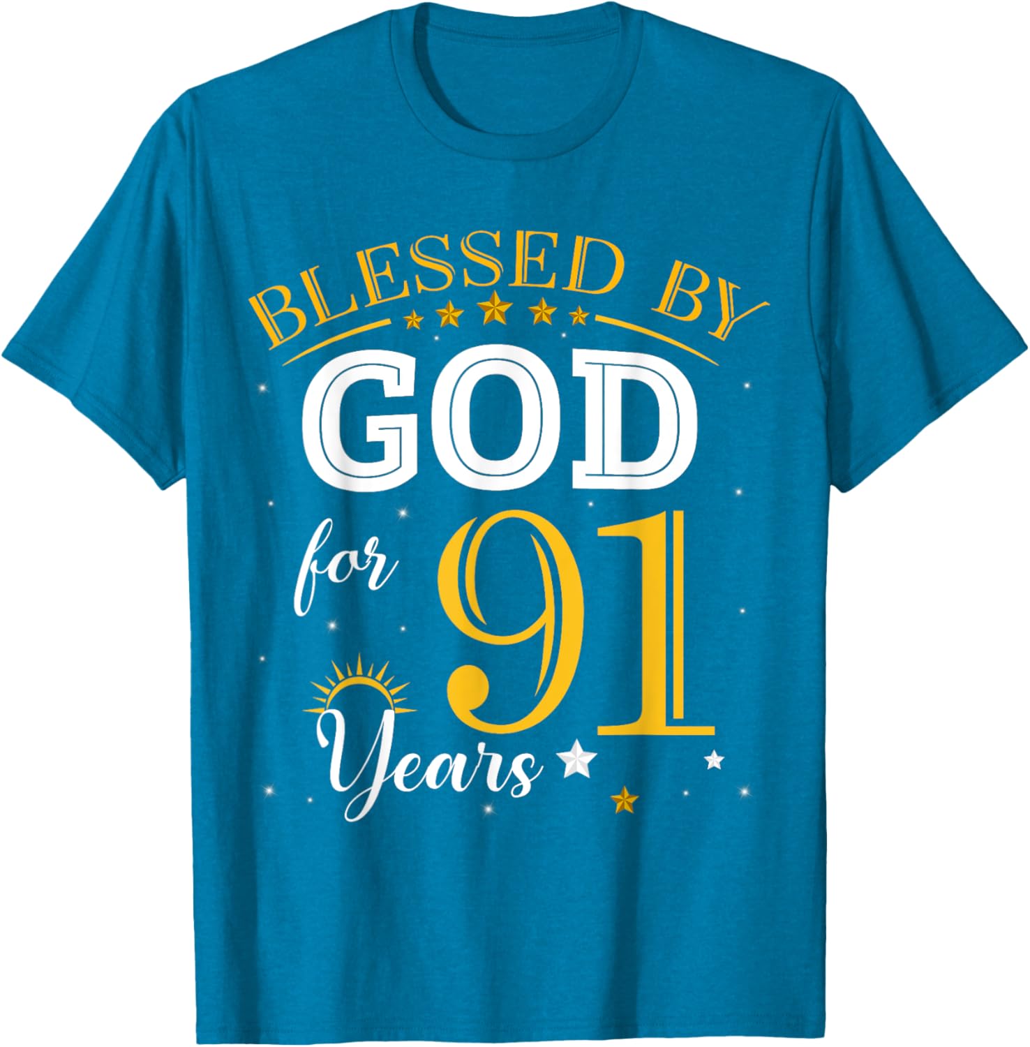 Vintage Blessed by God 91 Years Old Birthday Girl T-Shirt Gift - 5