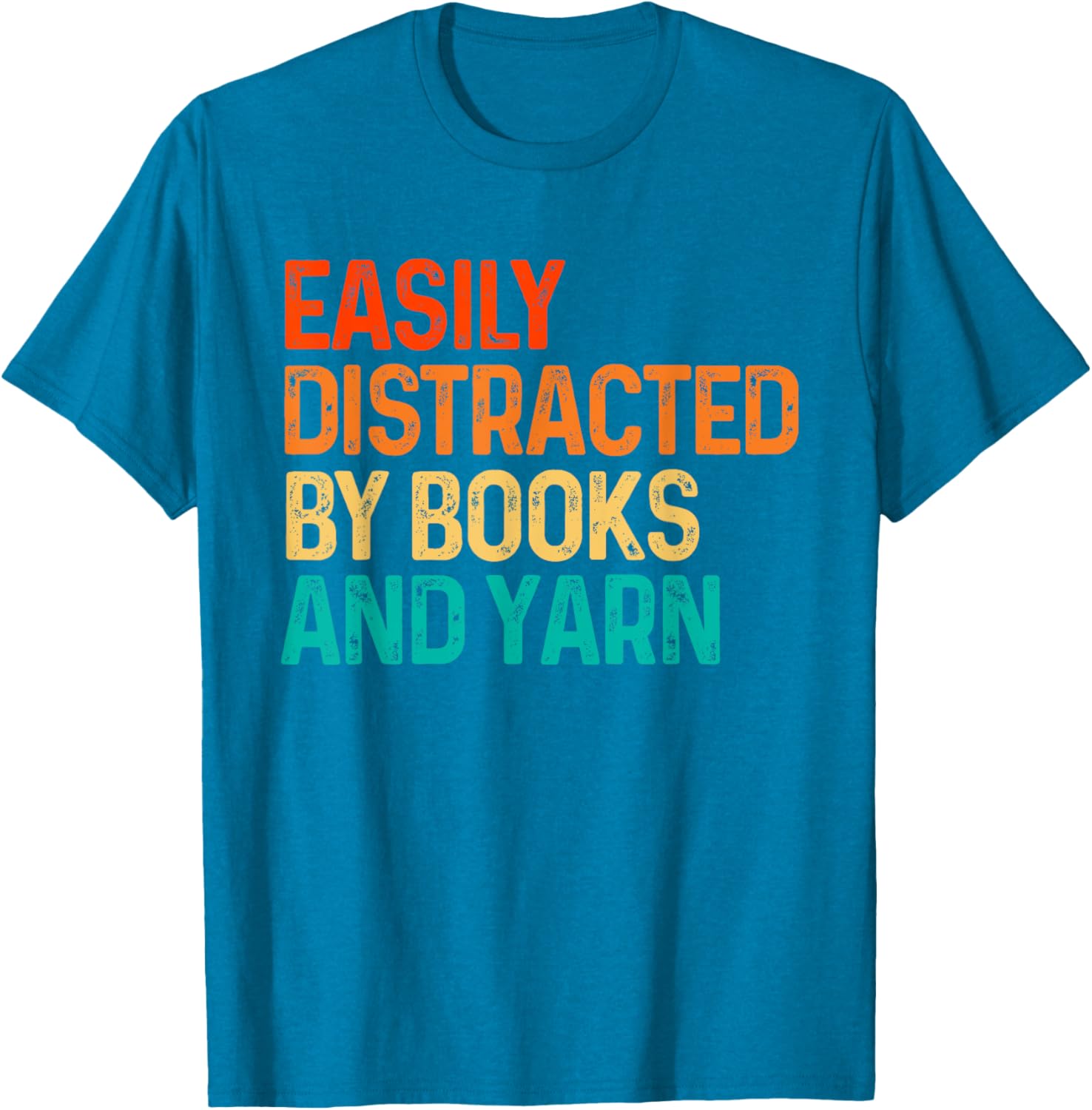 Easily Distracted By Books And Yarn Knitting Graphic T-Shirt for Book Lovers - 5