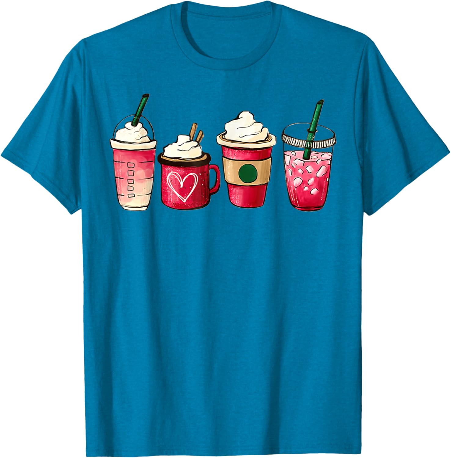 Valentine Heart Latte Iced Coffee T-Shirt for Coffee Lovers - 11