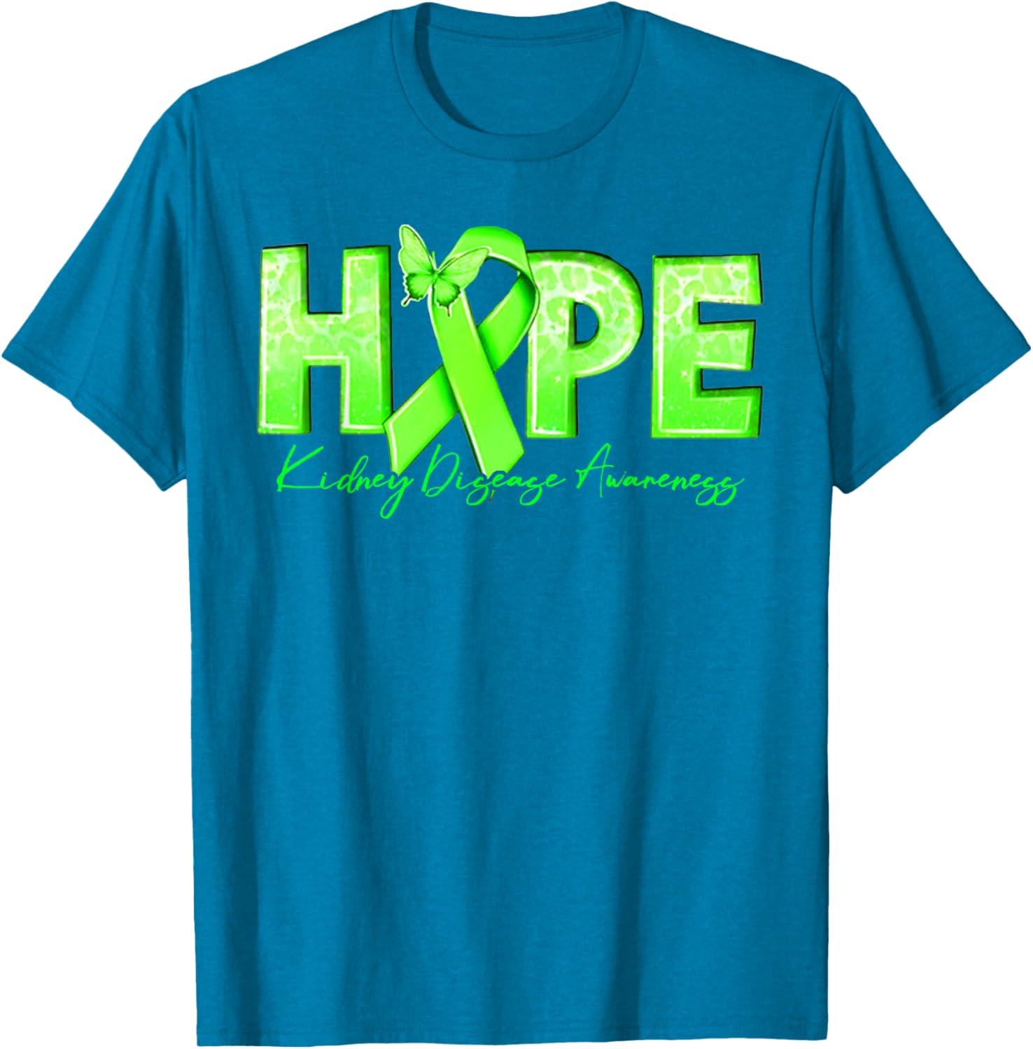 Hope Kidney Disease Awareness Green Ribbon T-Shirt for Renal Health Support - 3