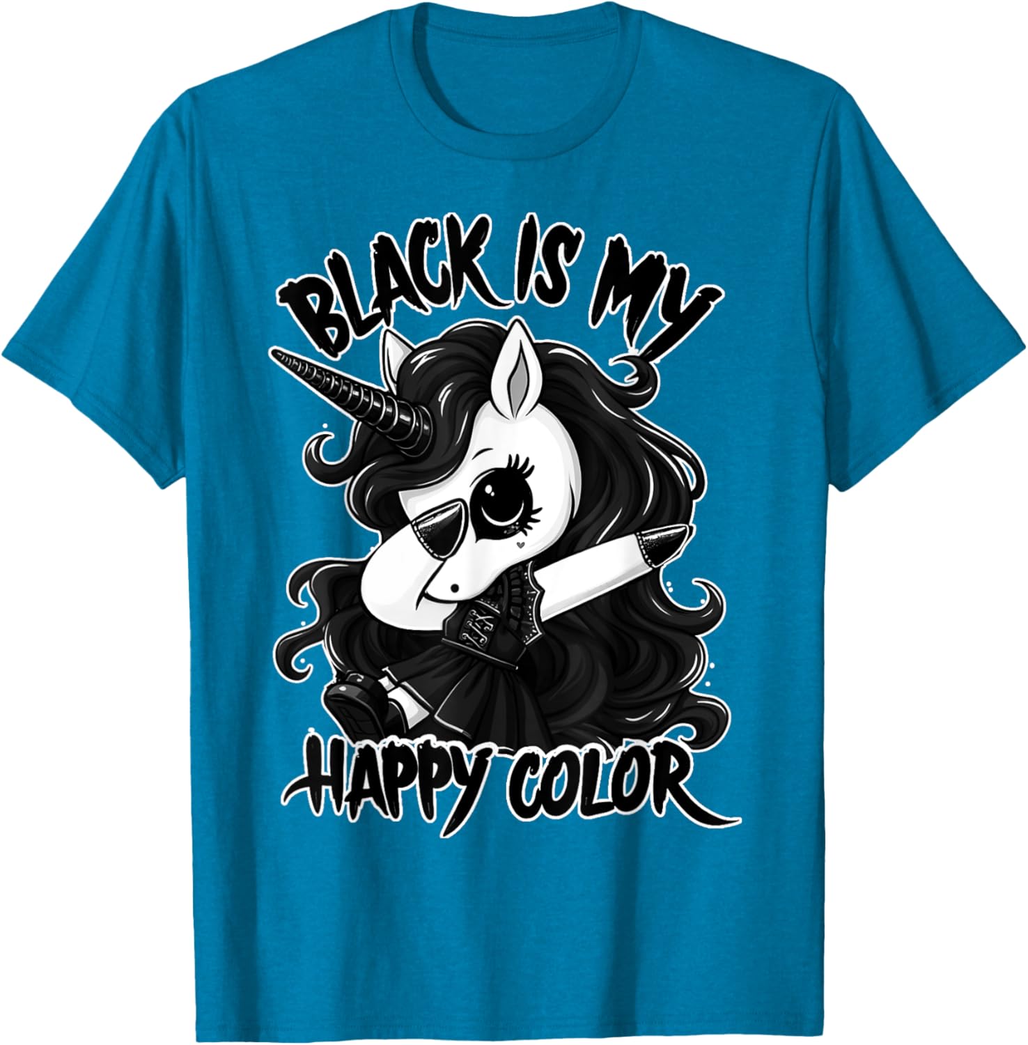 Gothic Unicorn Dabbing T-Shirt - Black is My Lucky Color Tee - 19