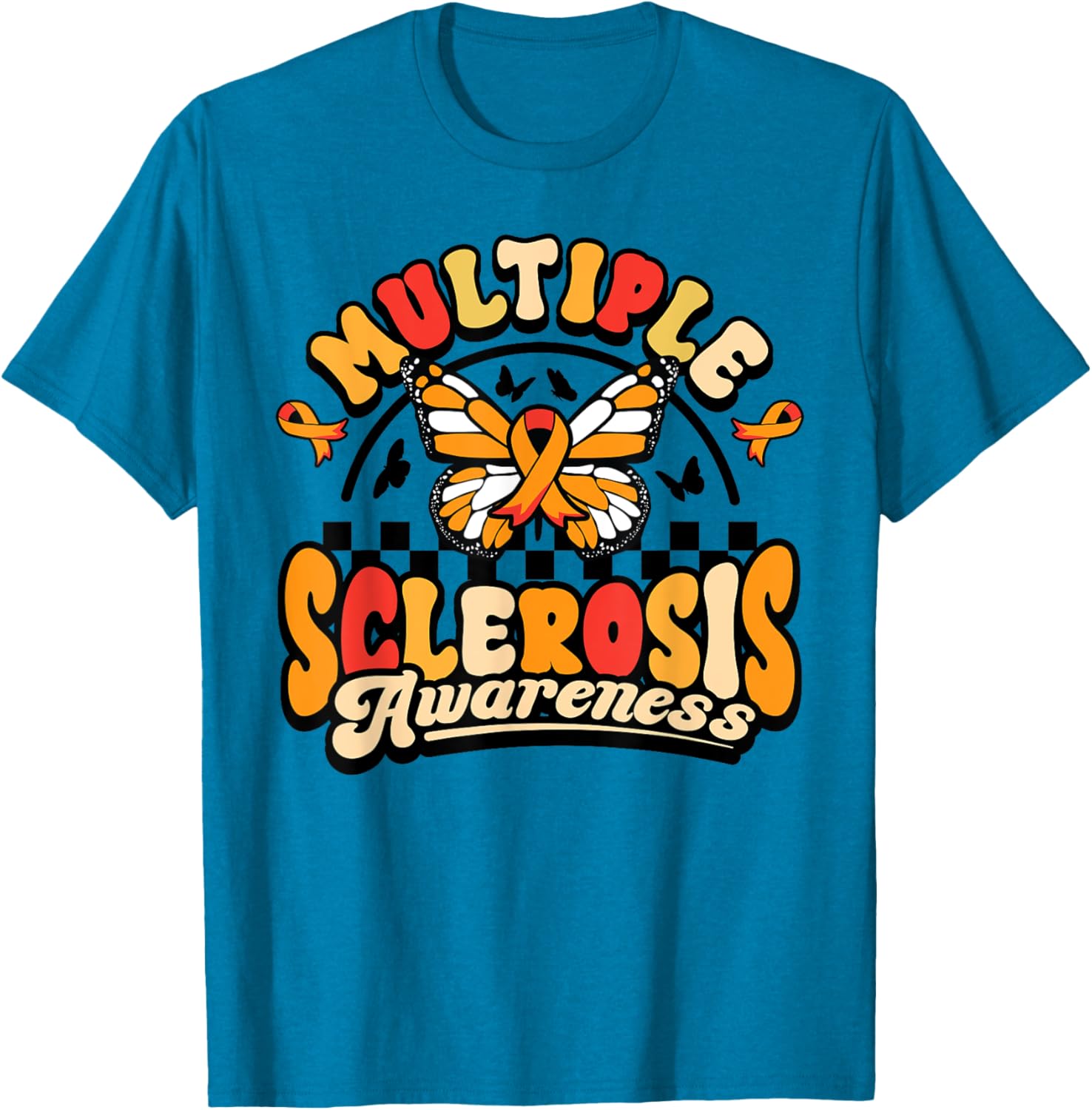 Multiple Sclerosis Awareness Butterfly Orange Ribbon T-Shirt for Support - 17