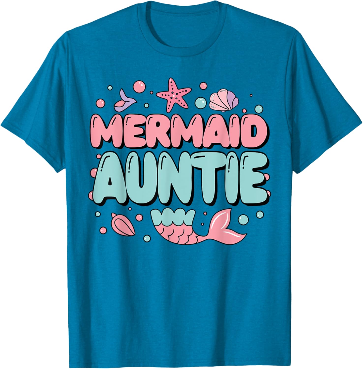 Auntie of The Birthday Mermaid Family Matching Party T-Shirt for Fun Celebrations - 8