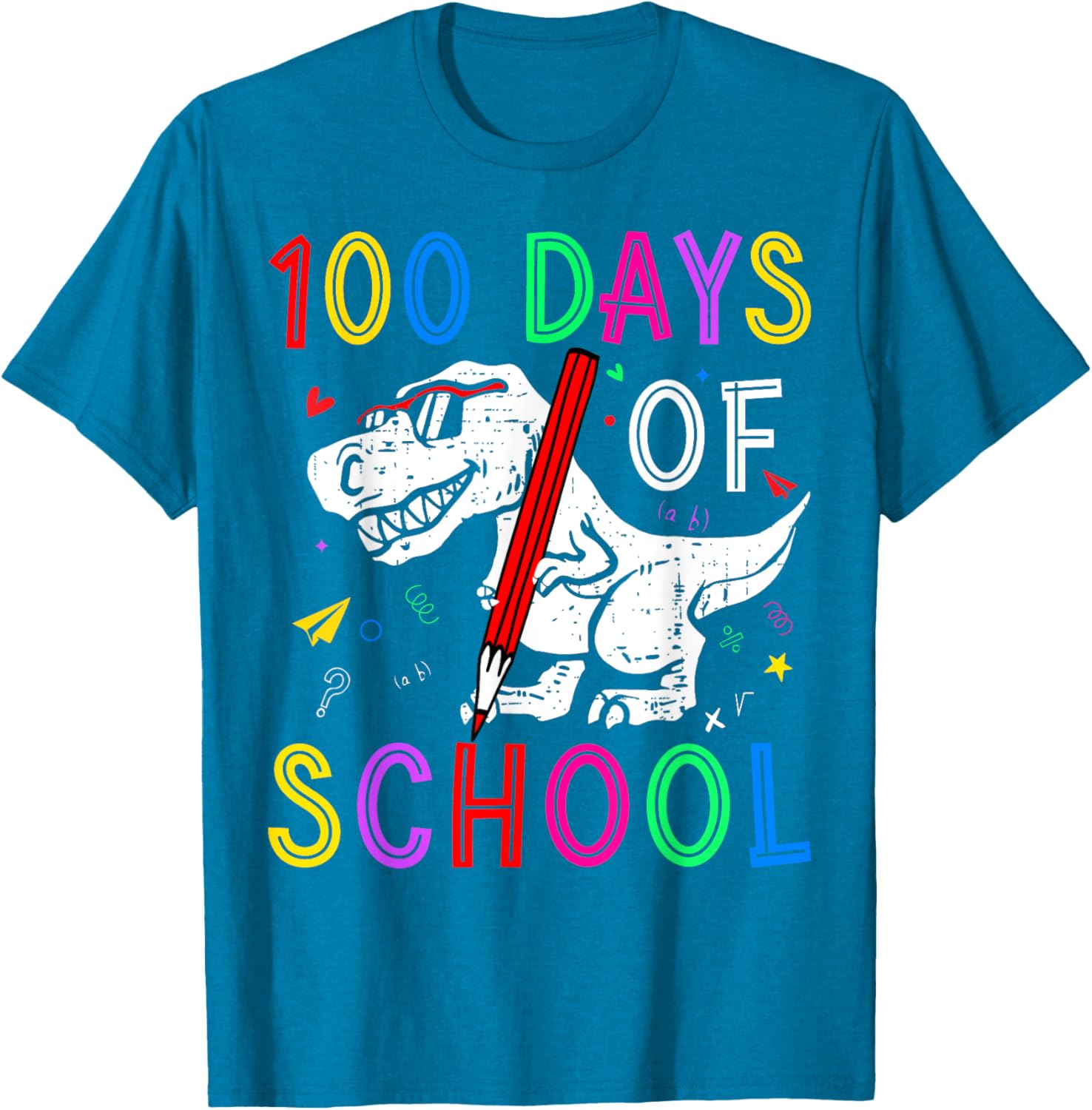100 Days of School Dino T-Rex Kids T-Shirt for Teachers and Students - 10