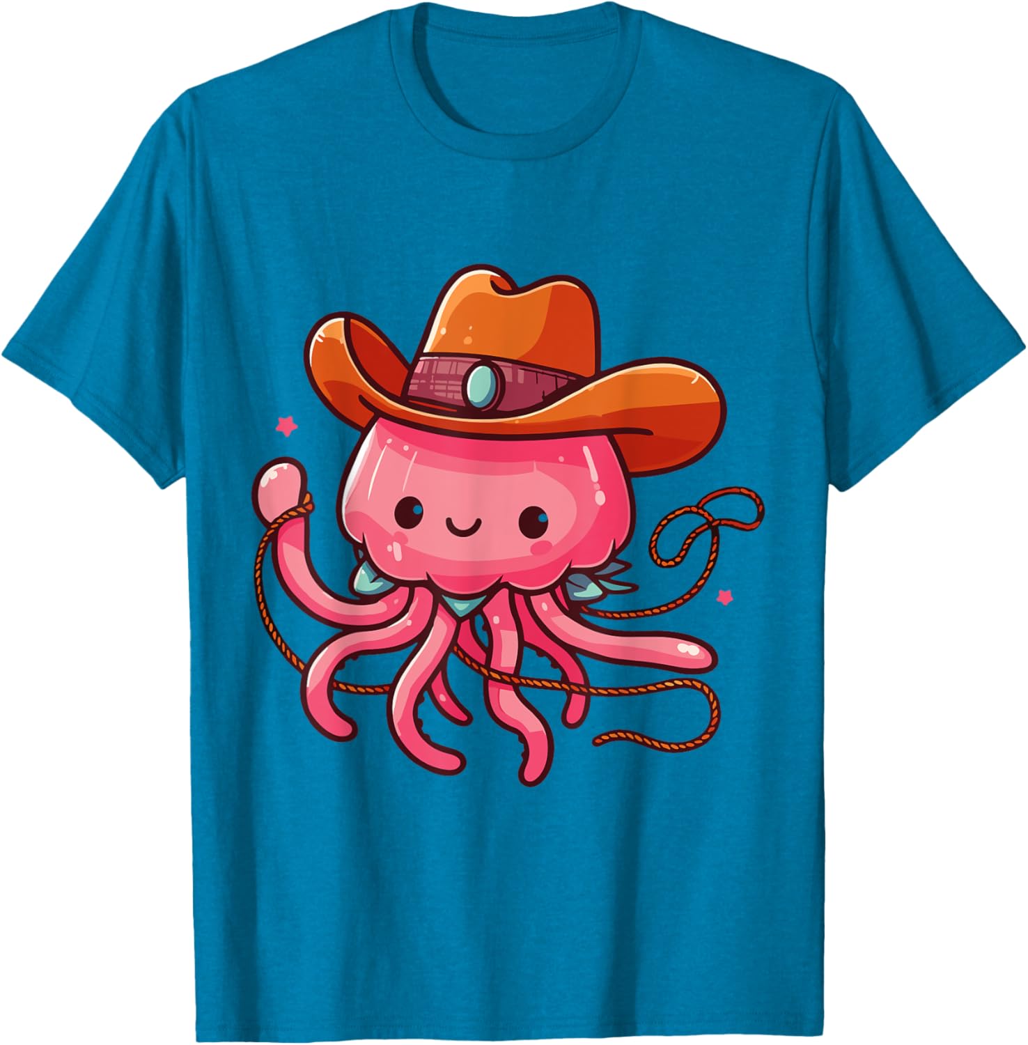 Western Rodeo Cowboy Hat and Jellyfish Texas Animals T-Shirt for Men - 7