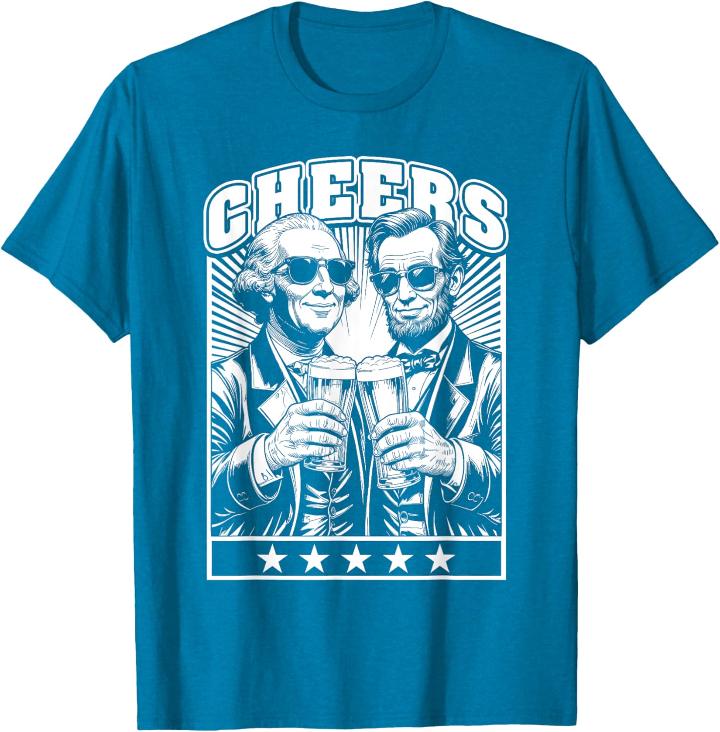 President's Day Lincoln Washington Cheers Beers July 4th T-Shirt - 11
