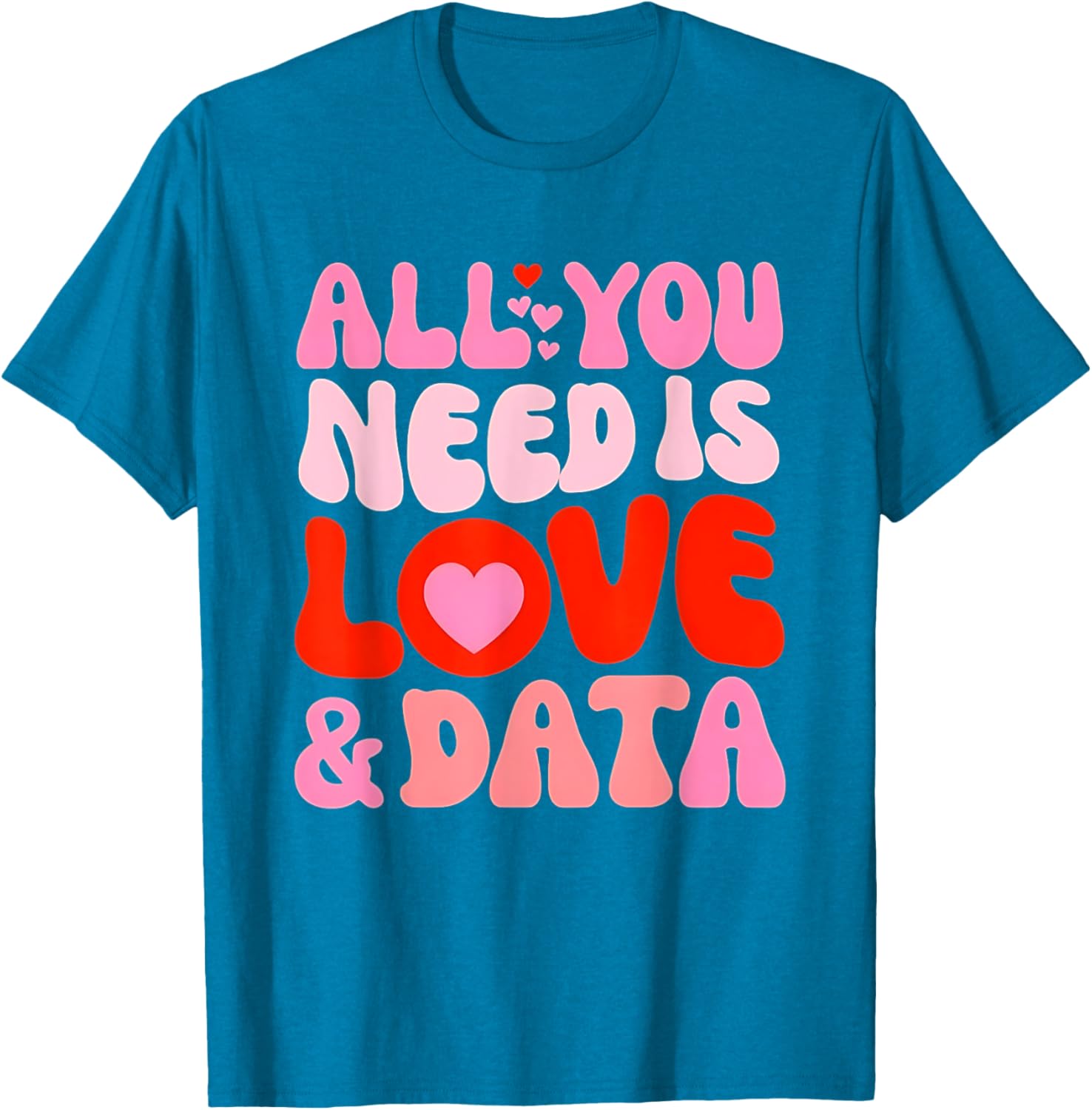 Retro Love and Data Teacher Valentine's Day T-Shirt for Educators - 2