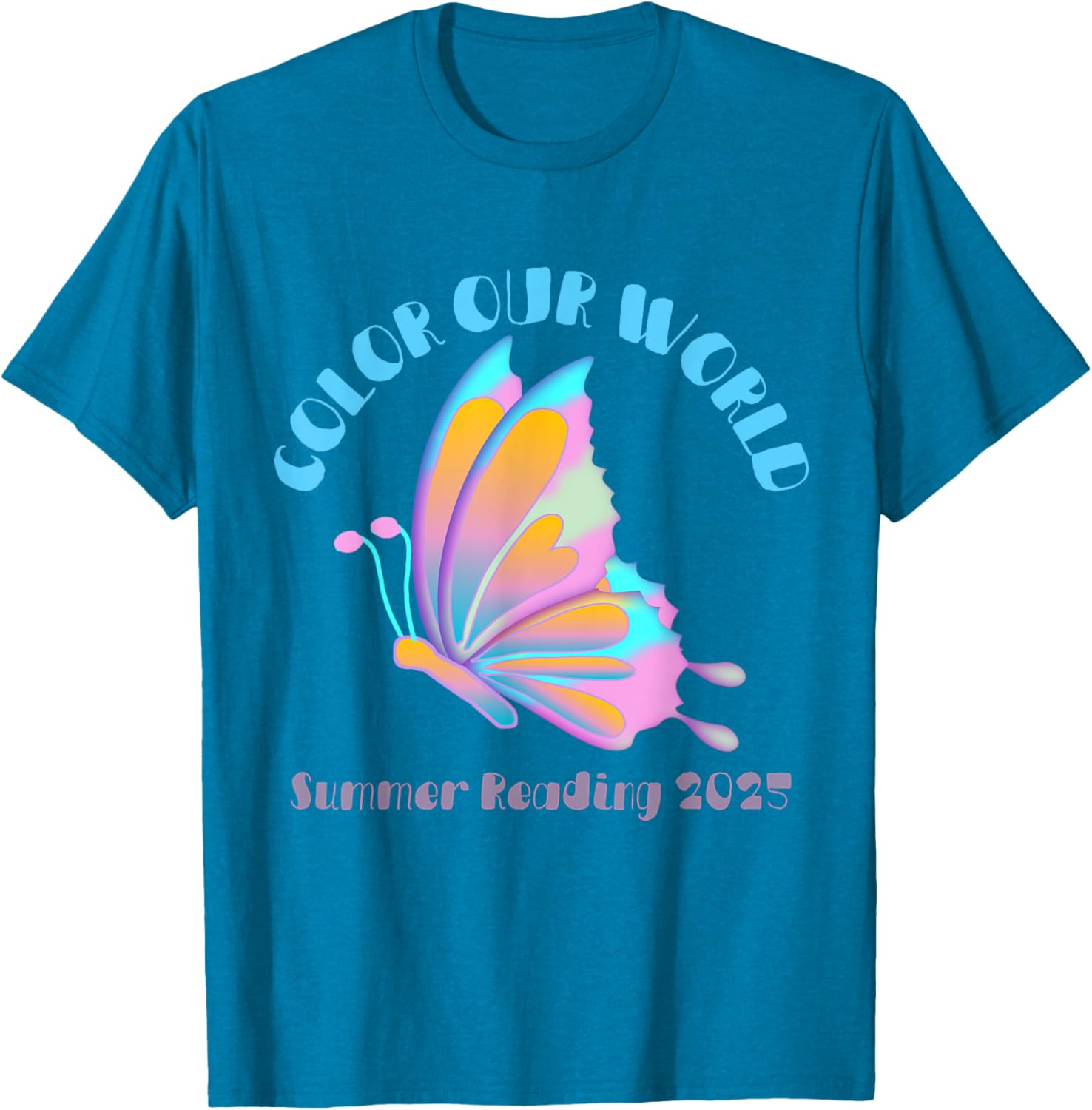 Color Our World Summer 2025 Butterfly T-Shirt for Reading Enthusiasts - 17