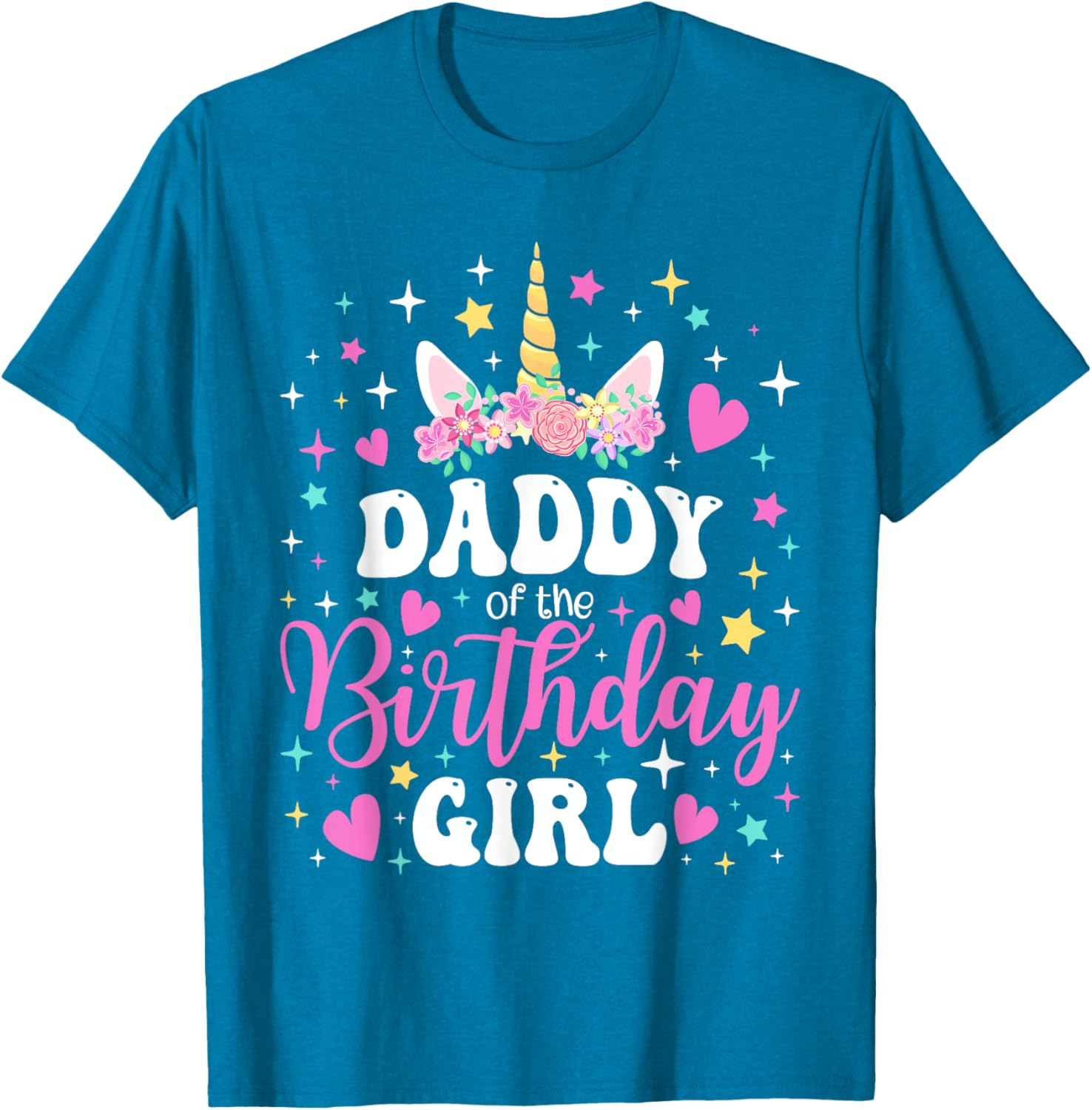 Family Matching Unicorn Daddy T-Shirt for Birthday Girl Celebration - 15