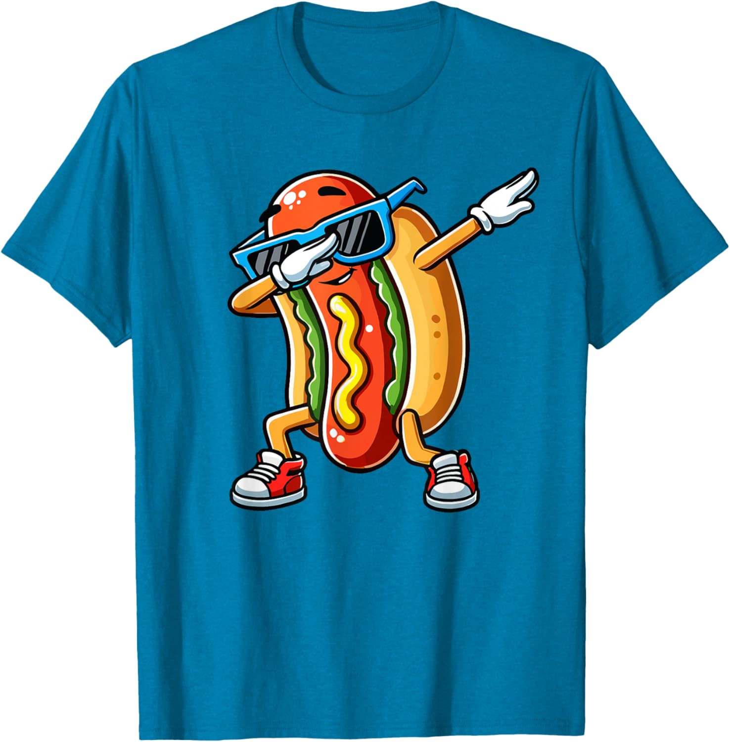 Funny Dabbing Hotdog Sunglasses T-Shirt for Kids Who Love Dogs and Hotdogs - 19