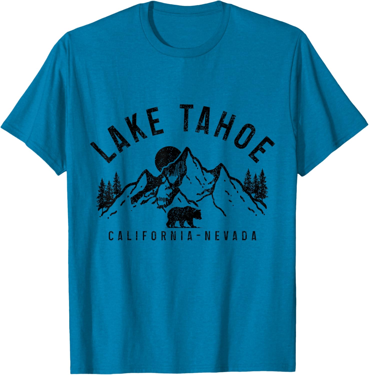 Vintage Bear Graphic T-Shirt Lake Tahoe Mountains Nature Lovers Apparel - 15