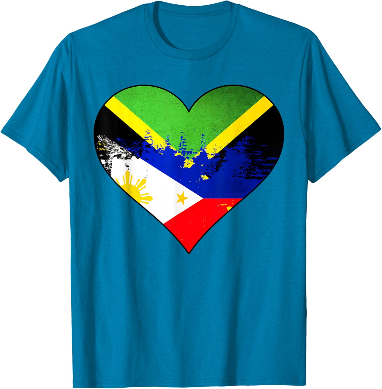 Jamaican Filipino Heritage Flag Heart T-Shirt for Proud Culture Lovers - 17
