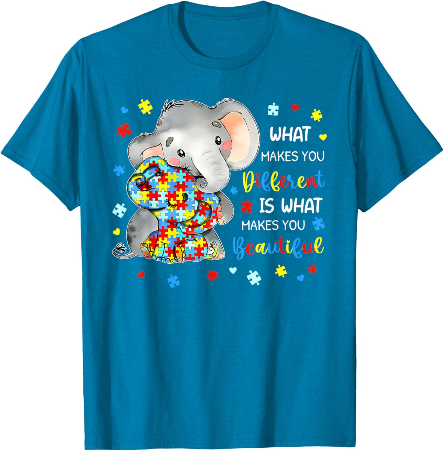 Unique Autism Awareness Elephant T-Shirt Celebrating Individuality and Beauty - 12