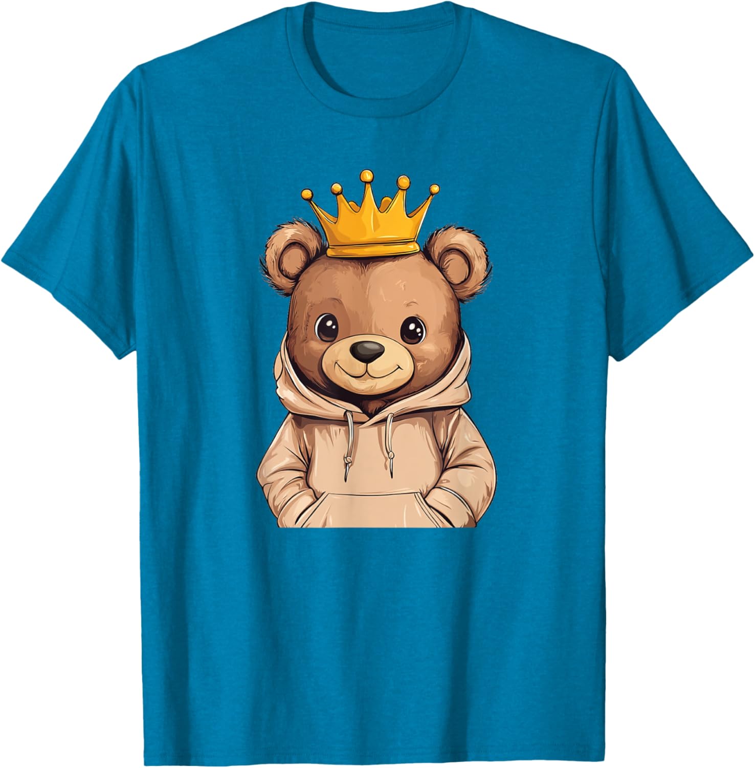 Adorable Cool Teddy Bear King with Crown and Sweater T-Shirt Outfit - 23