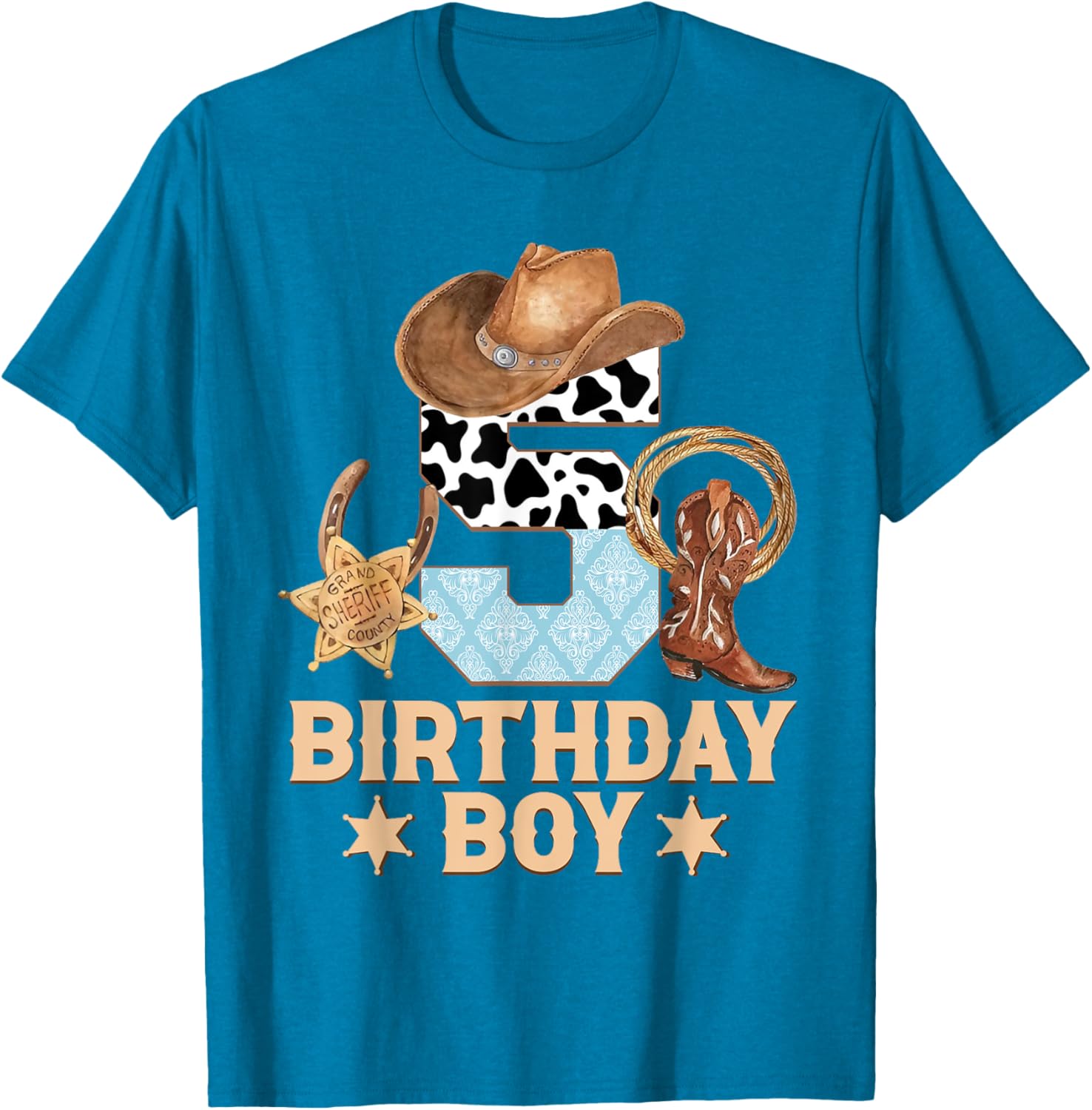 Western Family Birthday Boy Cowboy T-Shirt for 5th Birthday Celebration - 11