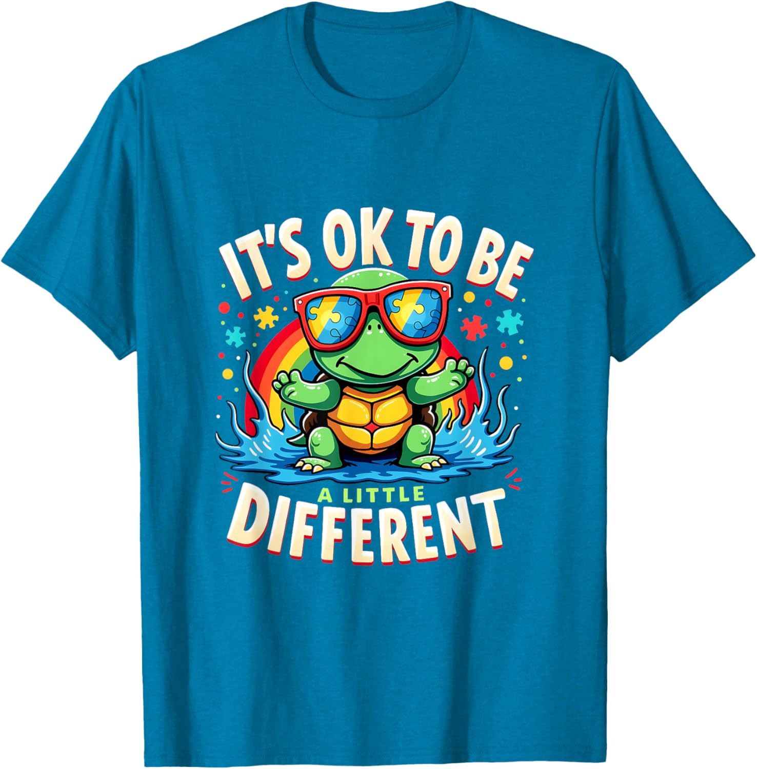 Cute Turtle Autism Awareness T-Shirt It's Ok To Be A Little Different - 12