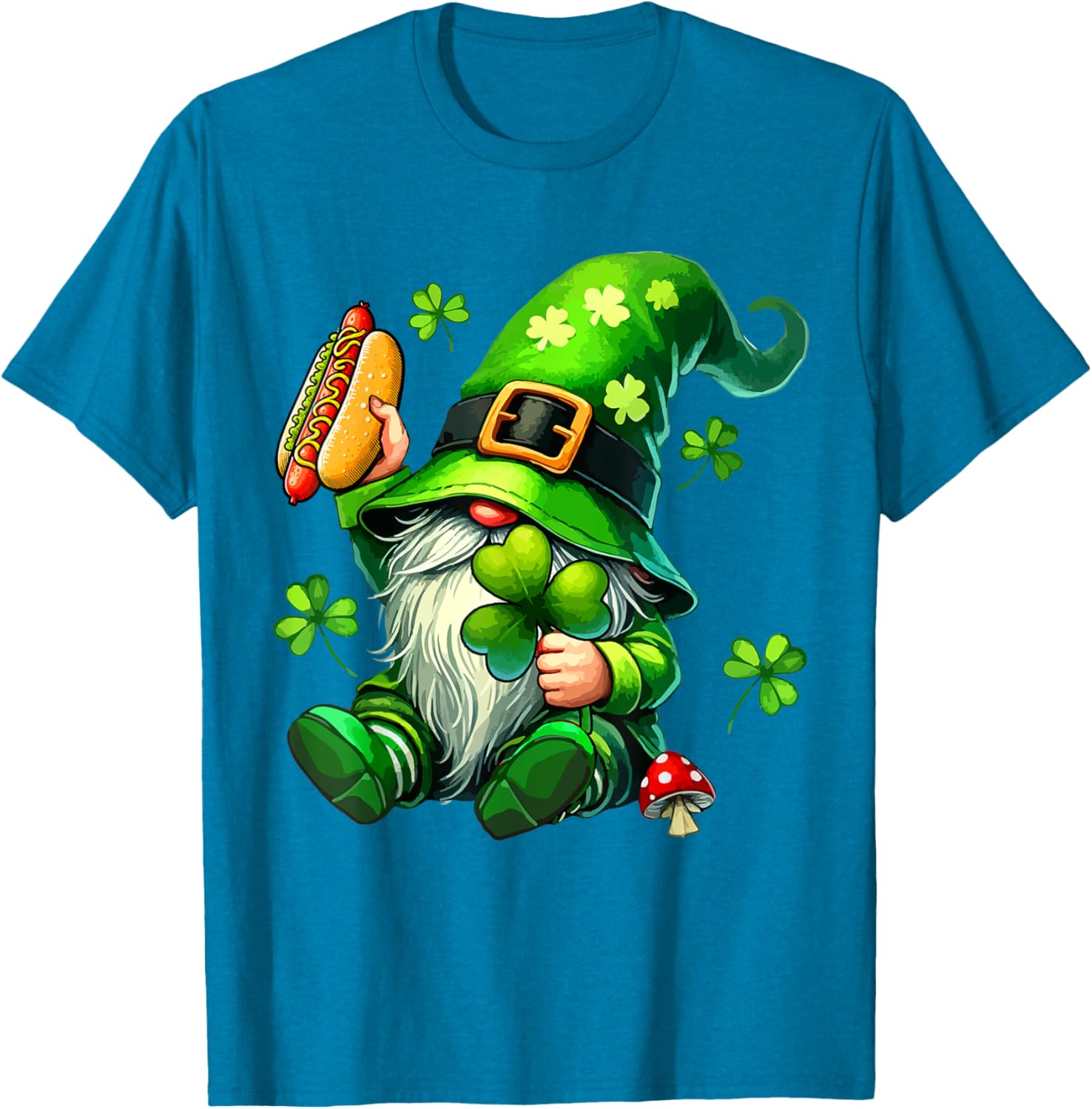 Gnome Eating Hot Dog St. Patrick's Day T-Shirt for Food Lovers - 14