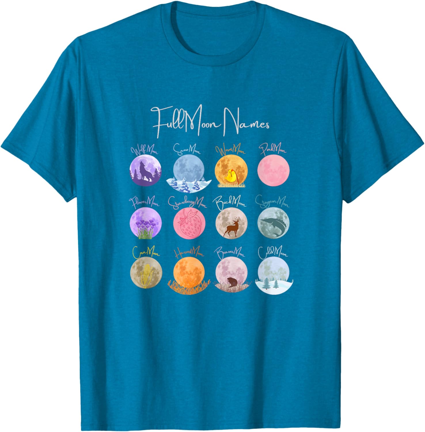 Full Moon Names T-Shirt Lunar Calendar Tees and Accessories Elegance - 5