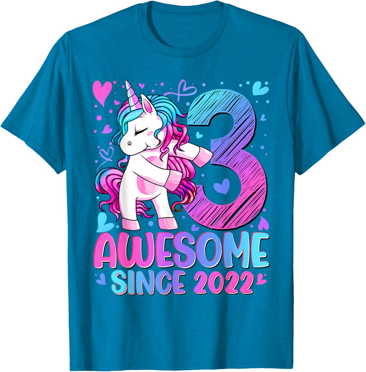 Cute Unicorn T-Shirt for 3 Year Old Girls Birthday Party Gifts - 24