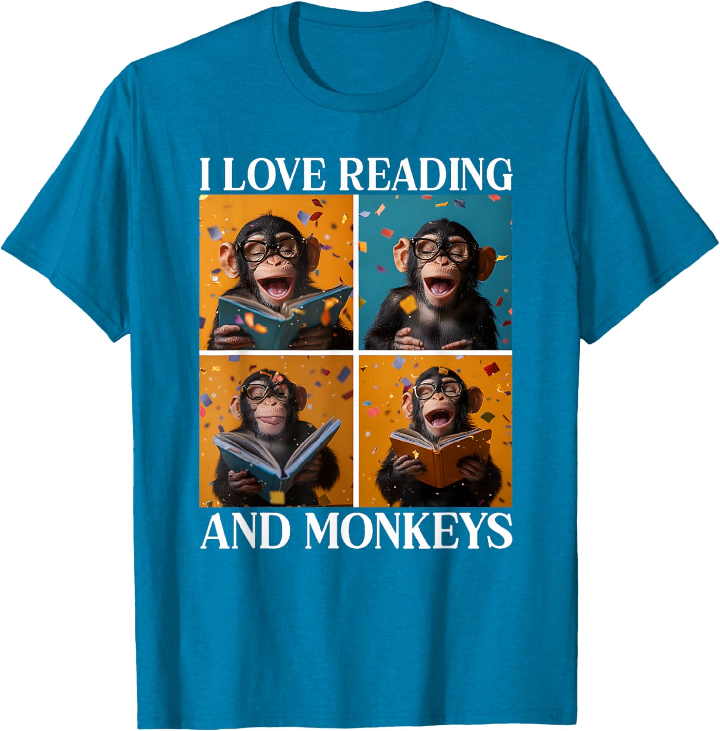 Adorable Love Reading and Monkeys T-Shirt for Book Lovers and Kids - 1