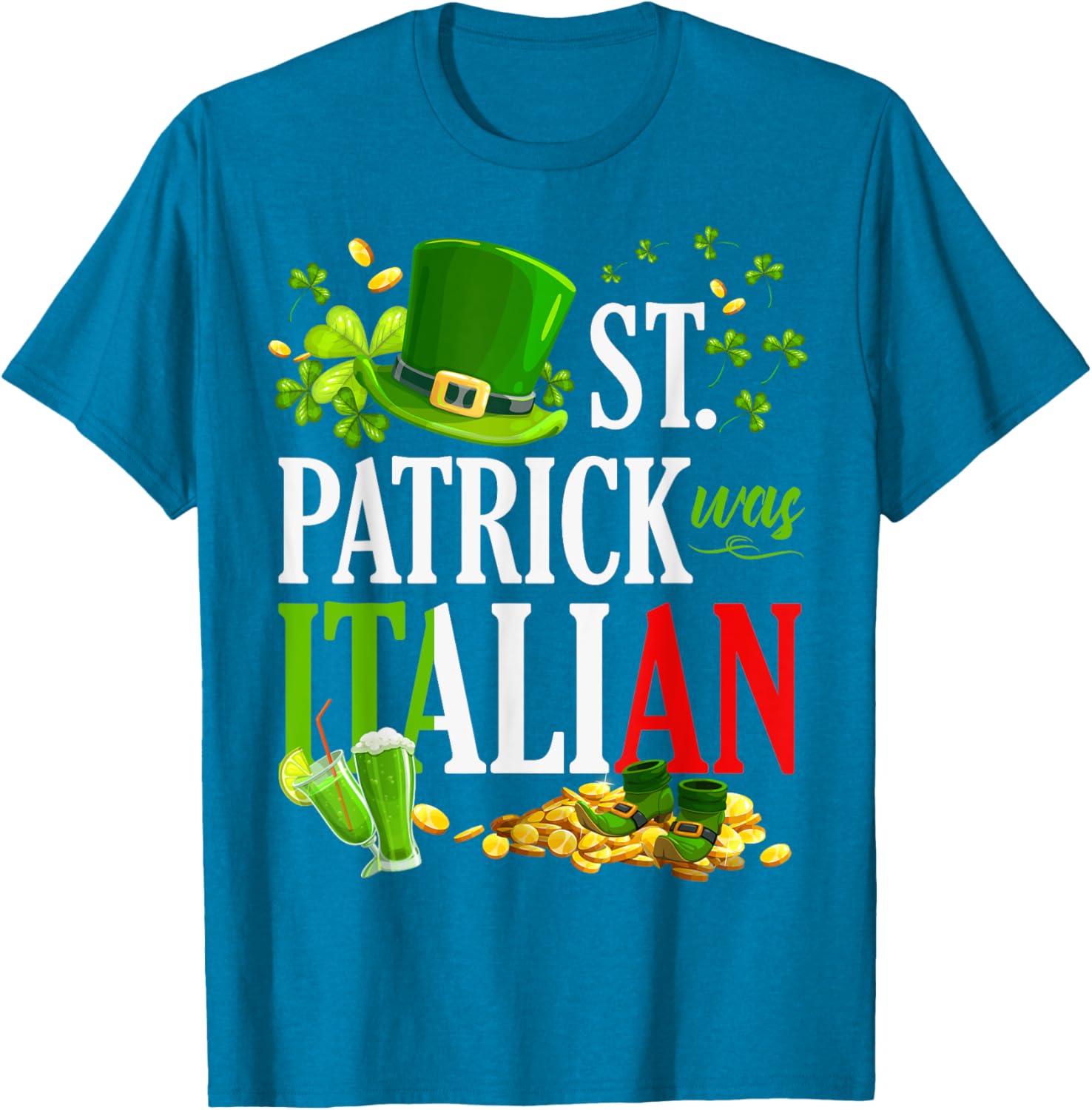 Vintage St Patrick Was Italian Clover Graphic T-Shirt for St Patricks Day - 23