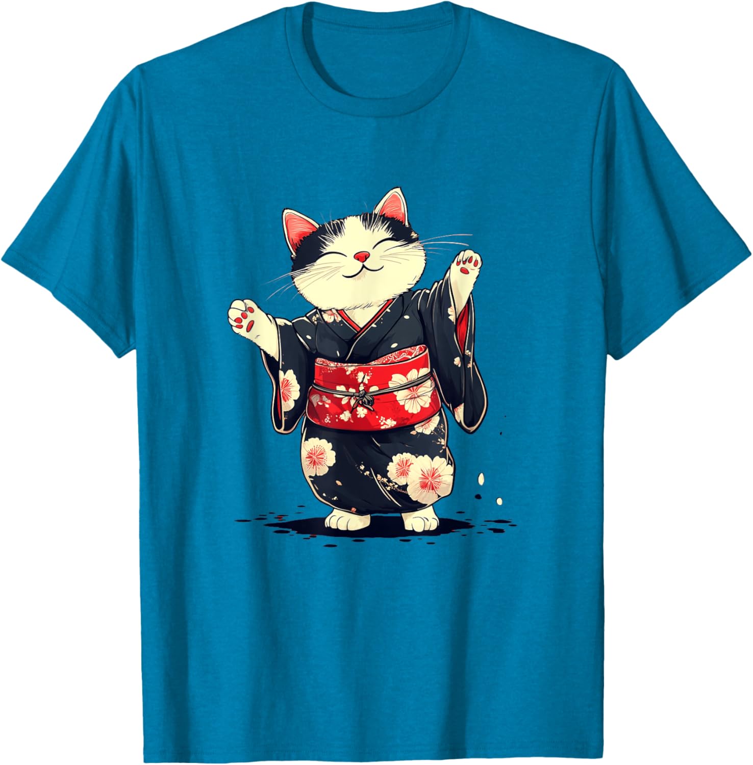 Pretty Kimono Cat T-Shirt for Japanese Style Lovers - Unisex Kids Adults - 16