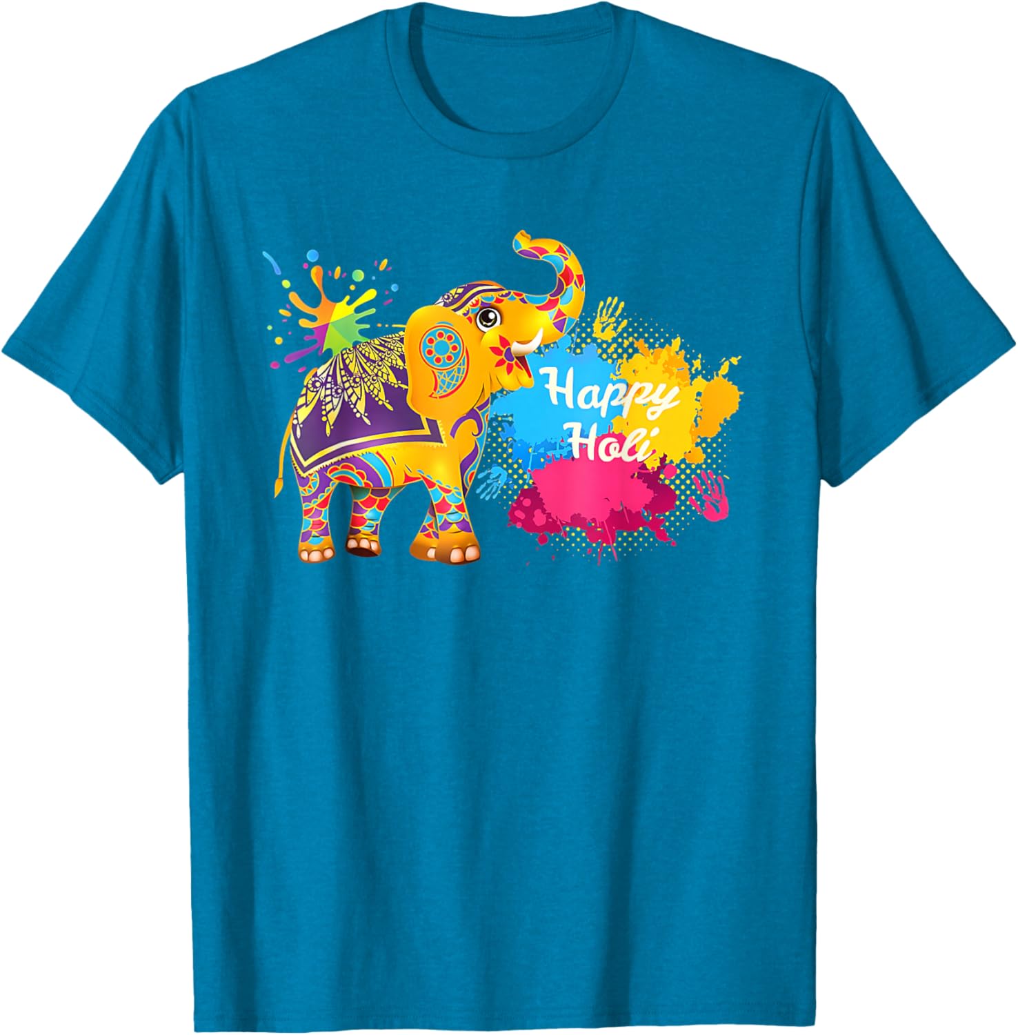 Happy Holi Elephant T-Shirt for Men, Women, and Kids - Colorful India Apparel - 17