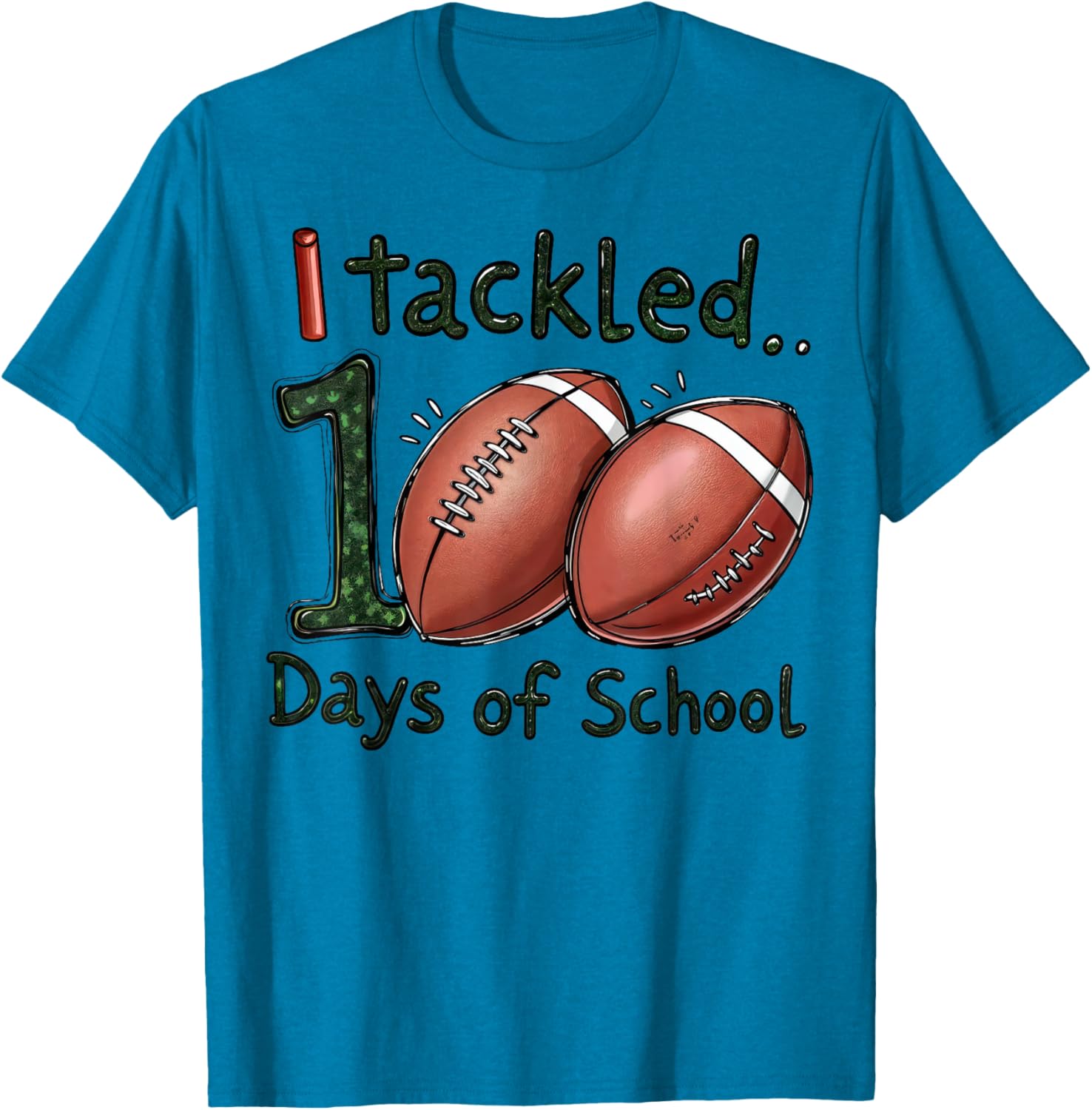 100 Days of School Football Boys T-Shirt for Celebrating Milestones - 6