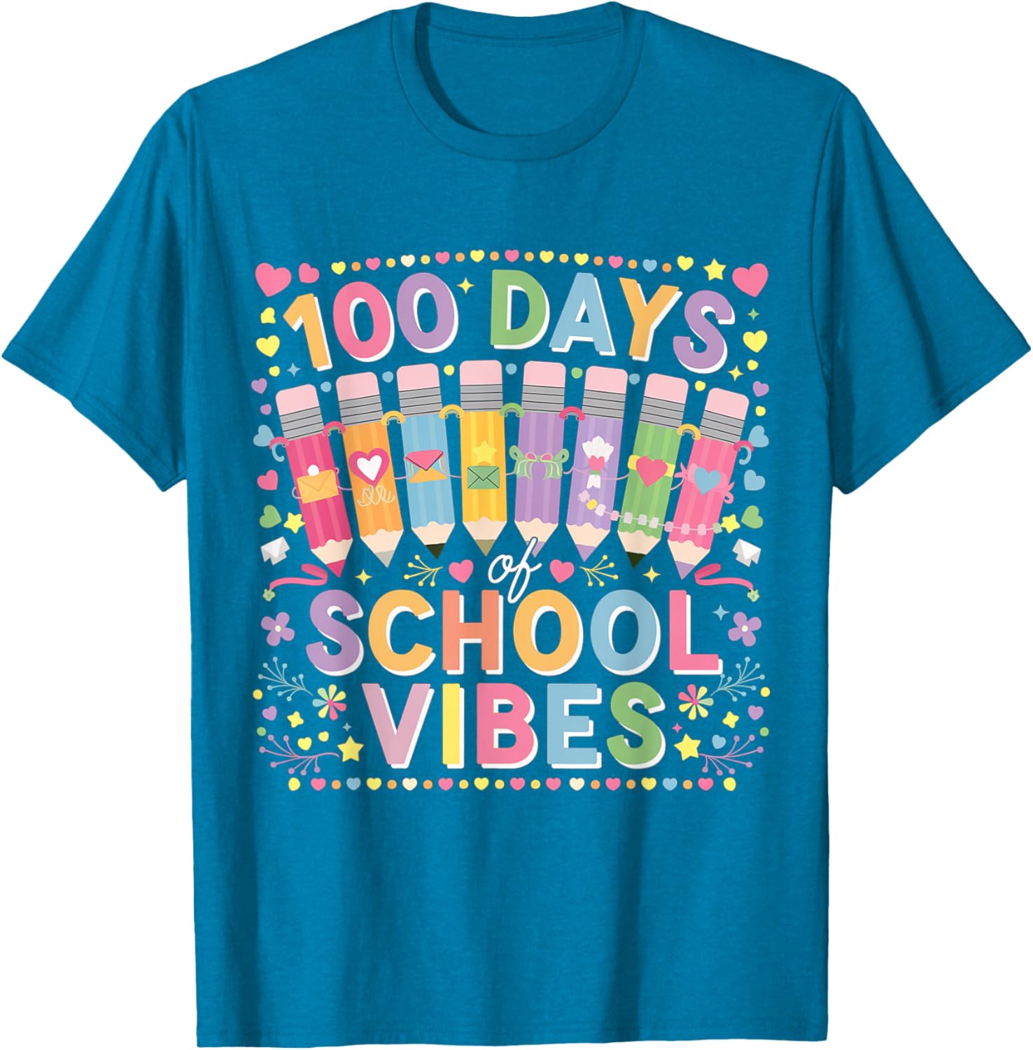 Cute Heart 100th Day of School T-Shirt for Kids Fun Celebration Wear - 1