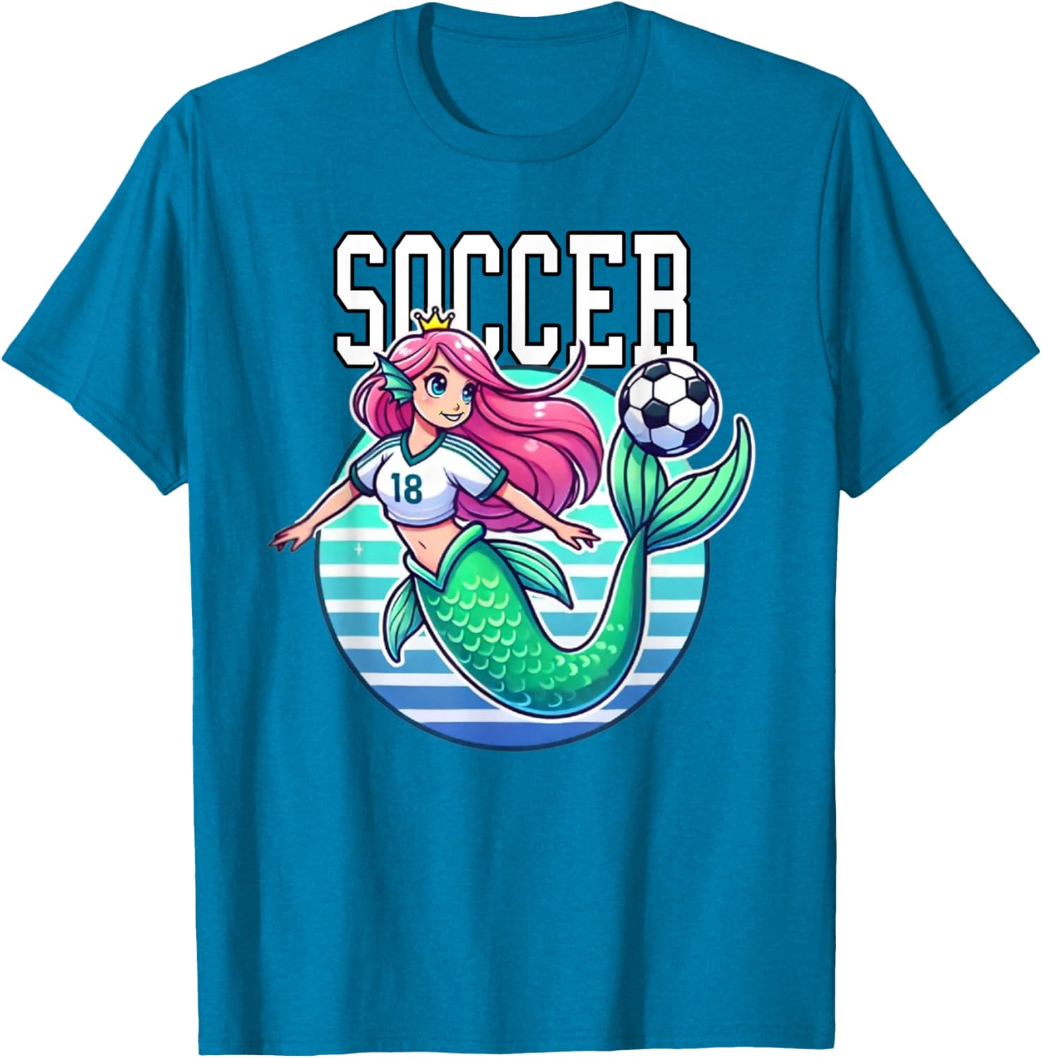 Soccer Mermaid Playing Soccer T-Shirt for Fans of Fun Sports Apparel - 6