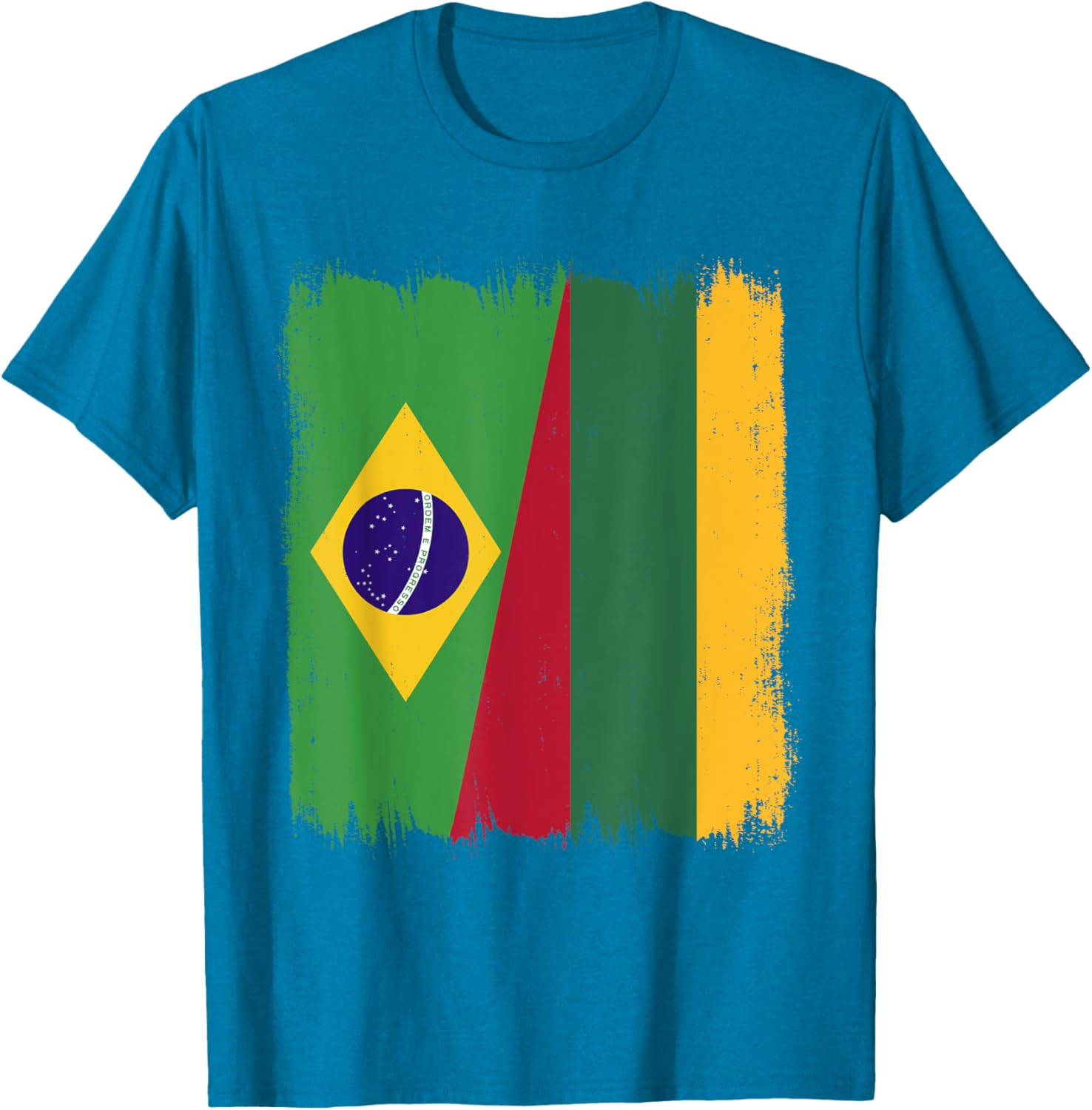 Brazil Lithuania Half Flag Roots T-Shirt for Proud Brazilian Lithuanians - 27