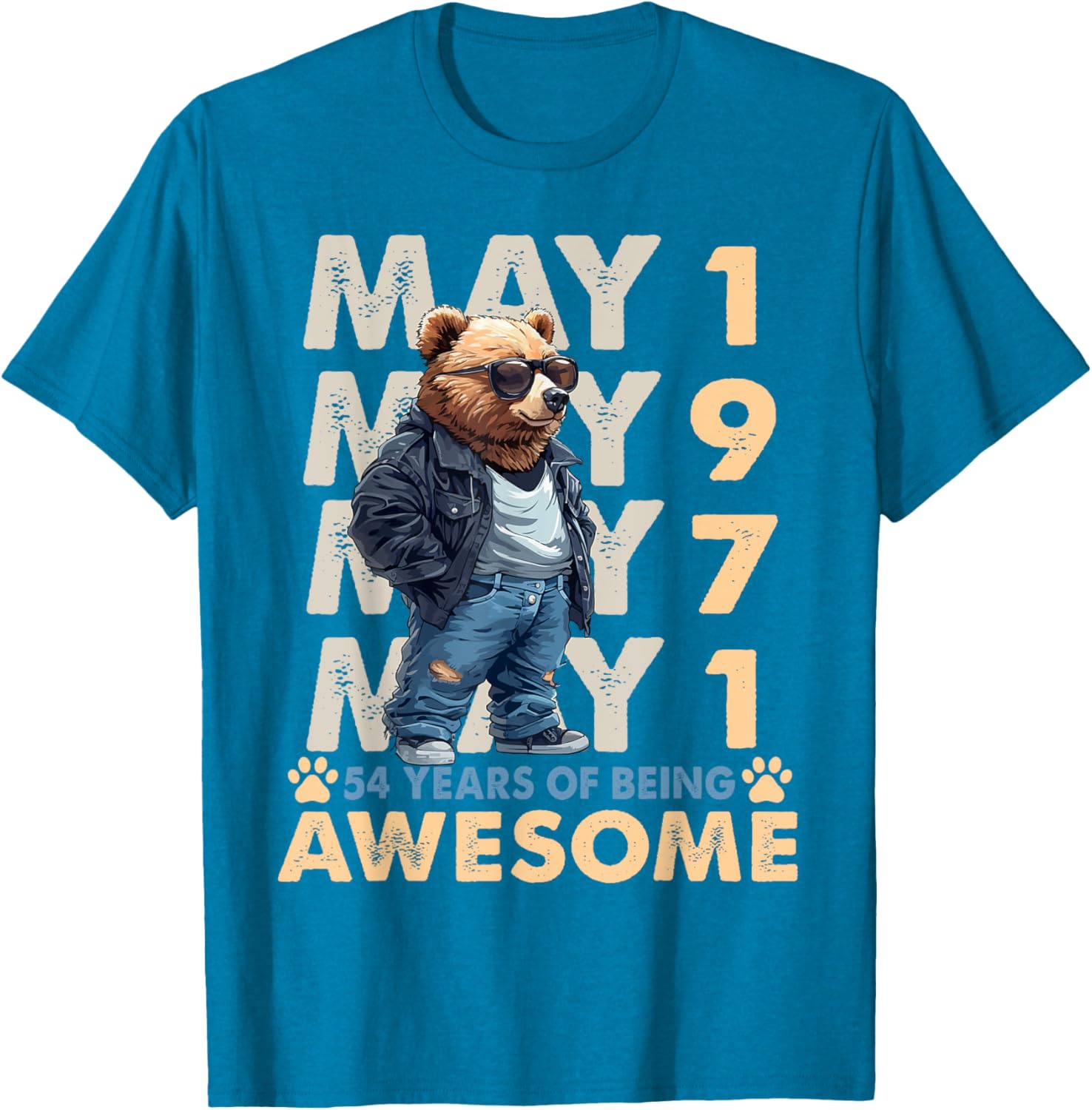 54th Birthday Bear Legends May 1971 T-Shirt for Men - Fun Gift Idea - 17