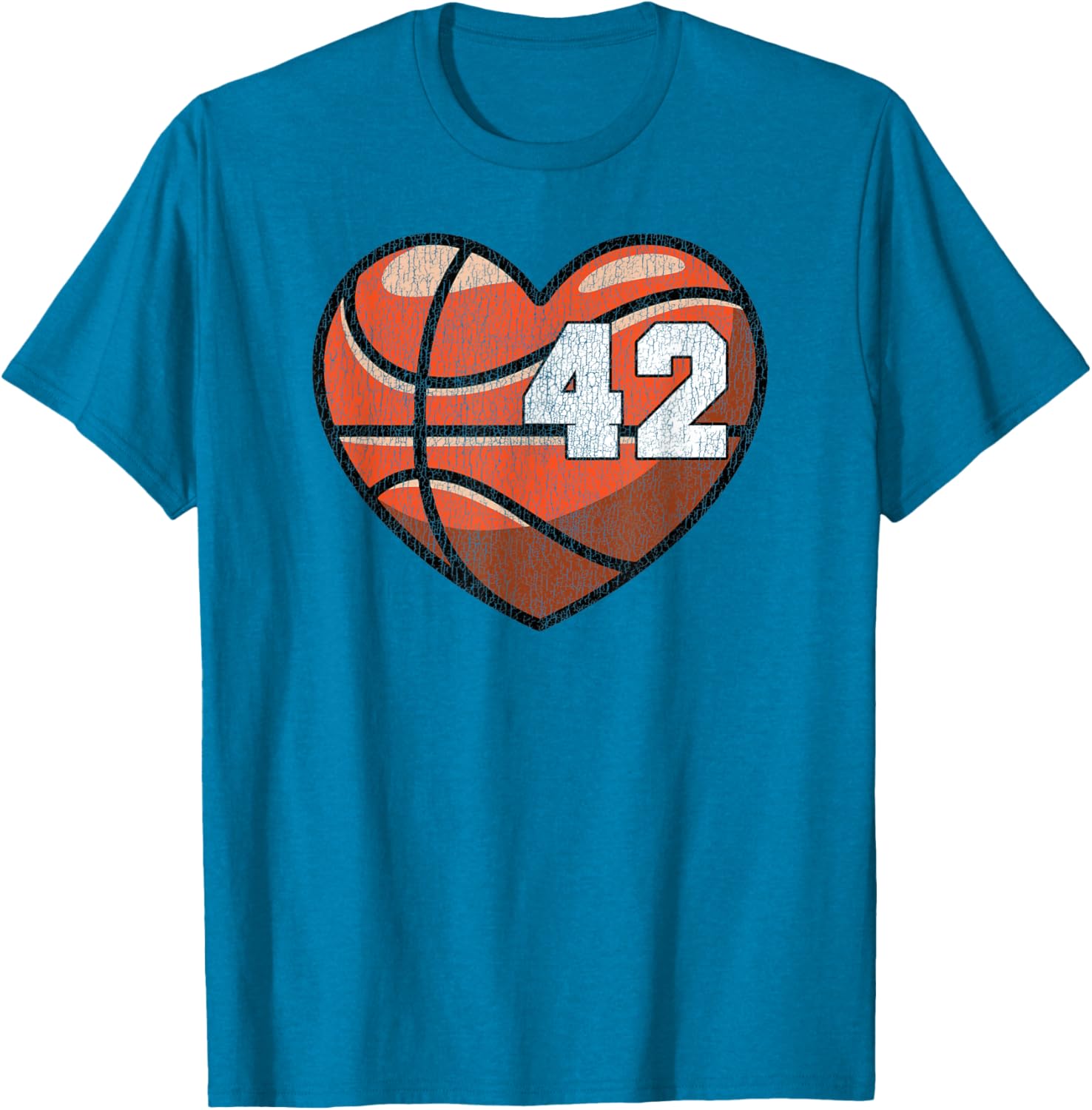 Distressed Heart Design Basketball Number 42 T-Shirt for Fans - 10