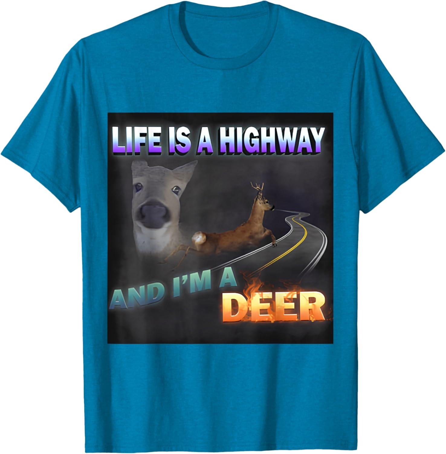 Funny Life Is A Highway Meme Deer T-Shirt for Animal Lovers - 24