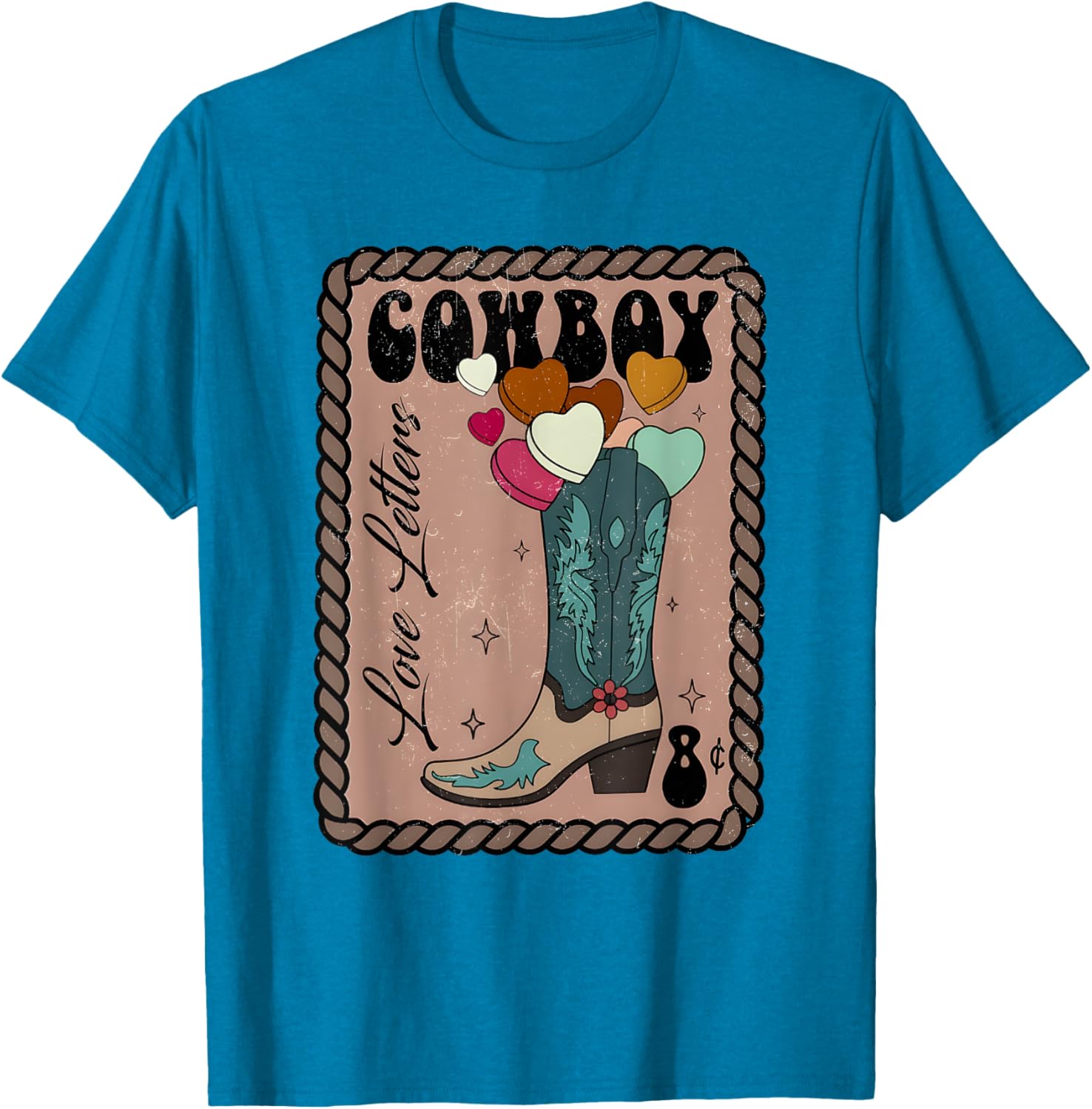 Cute Cowboy Love Letter Retro Valentine T-Shirt for Western Lovers - 25