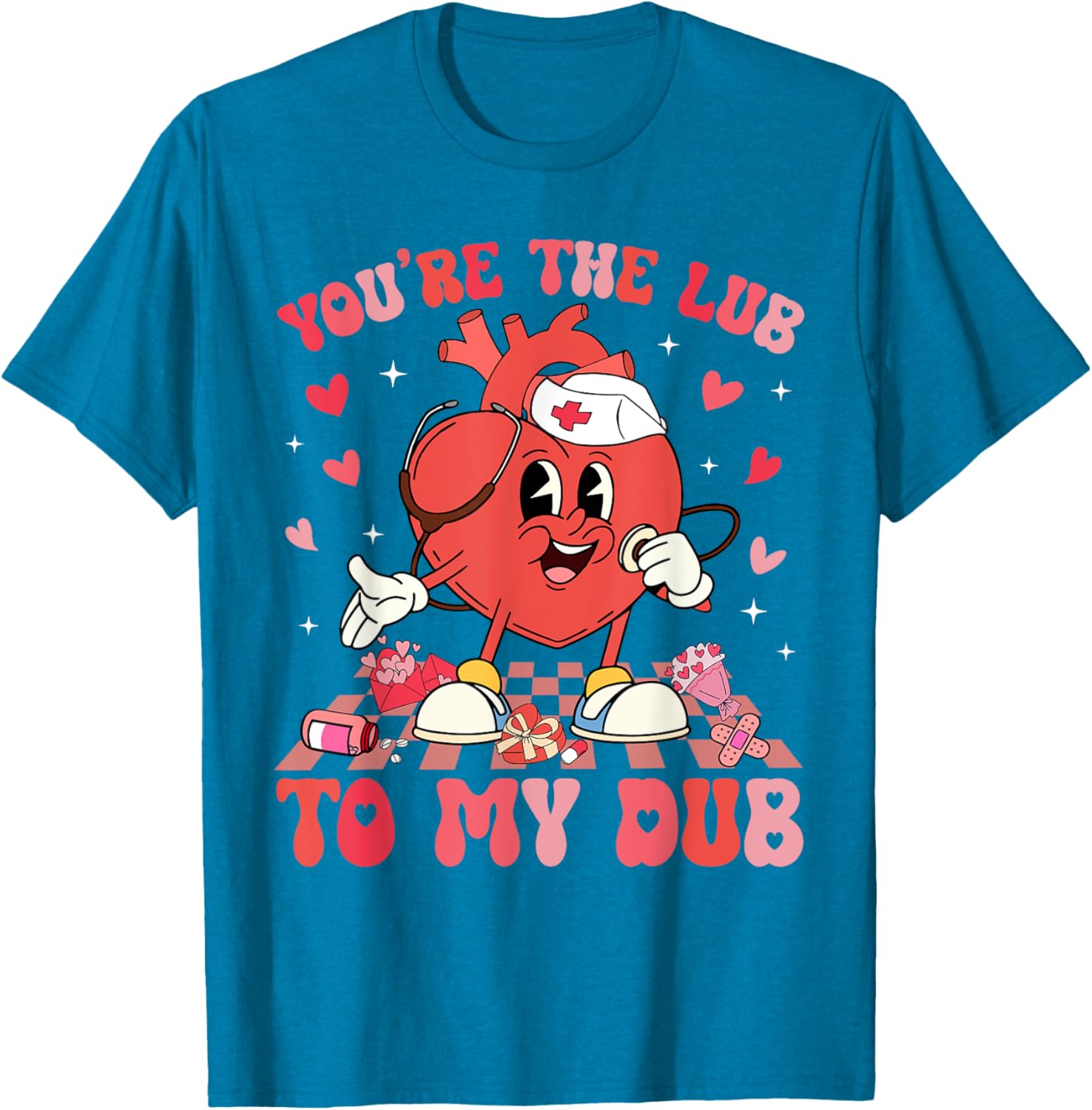 Valentine Retro You're The Lub To My Dub CVICU Nurse T-Shirt Gift - 14