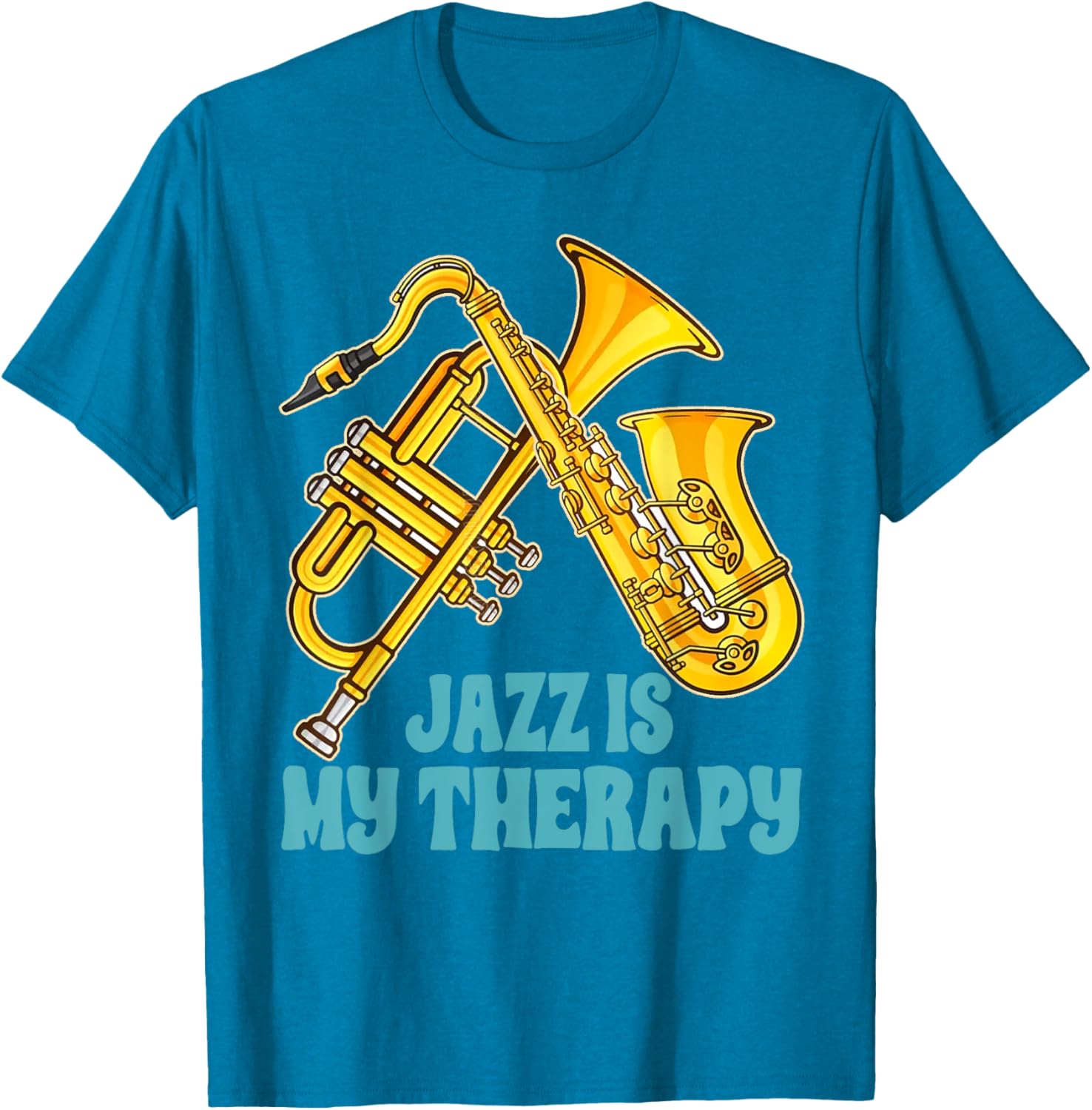 Jazz Lover Musician T-Shirt Featuring Saxophone and Trumpet Design - 10