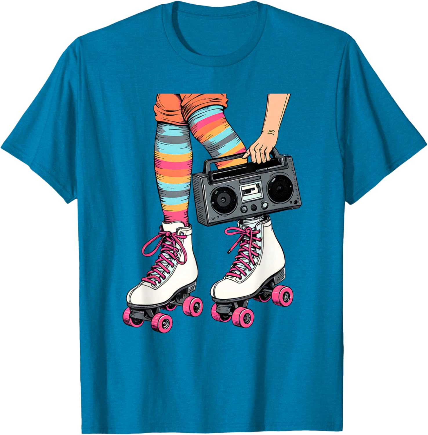Retro Rollerskates Boombox T-Shirt for Fun 80's 90's Girls Vibes - 21