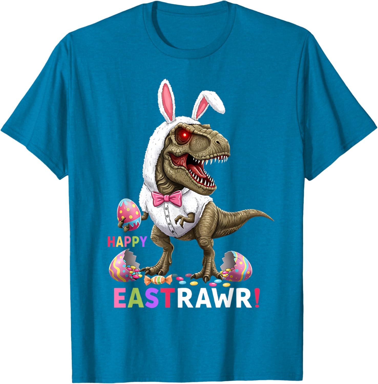 Happy Eastrawr T Rex Bunny Candy Egg Costume T-Shirt for Easter Fun - 3