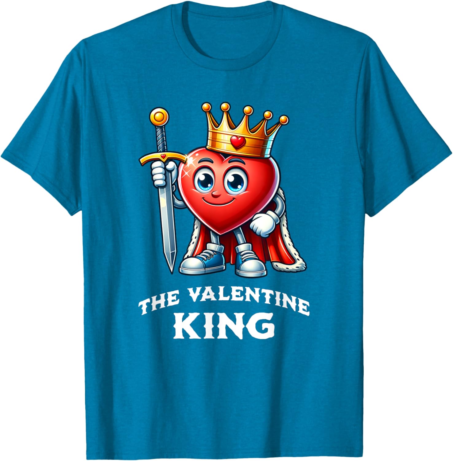 Funny Valentine's Day King Heart Graphic T-Shirt for Men and Boys - 16