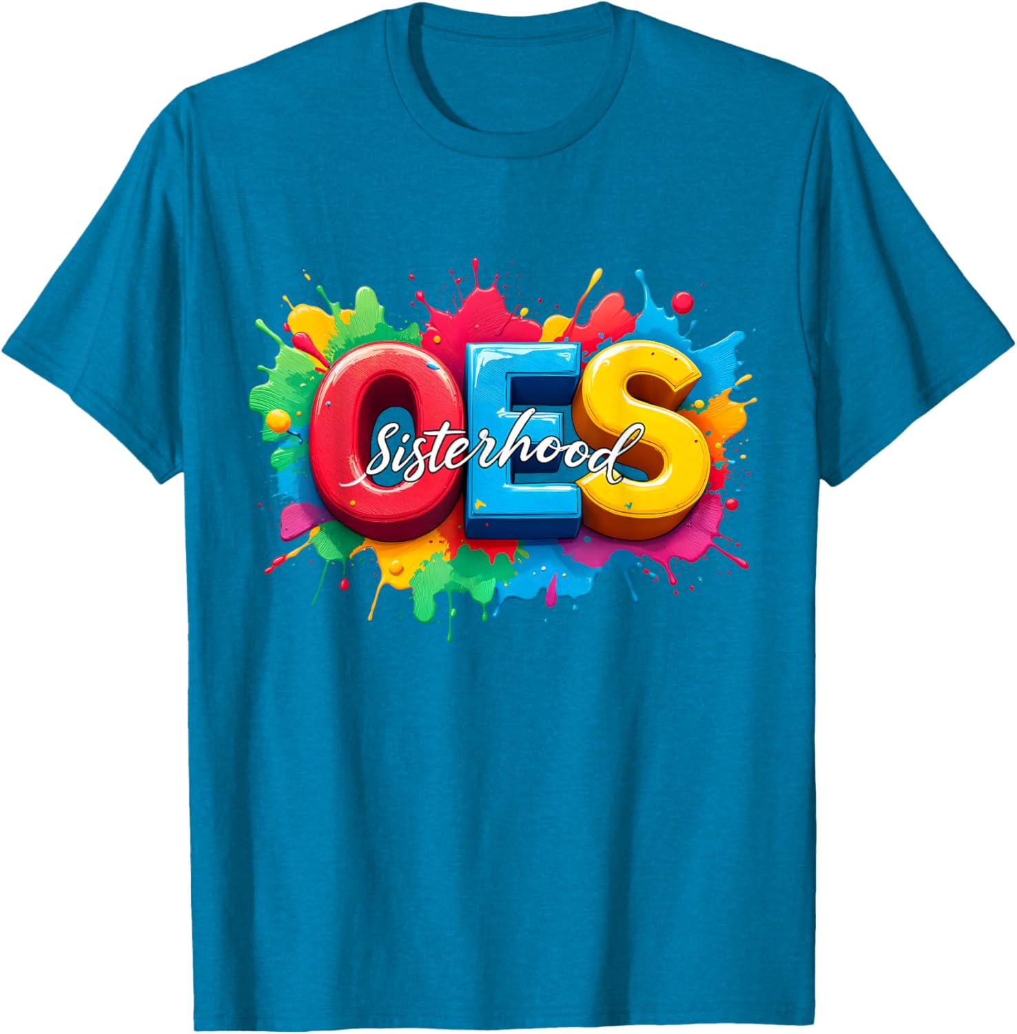 Colorful OES Sisterhood Watercolor T-Shirt for Eastern Star Fans - 17