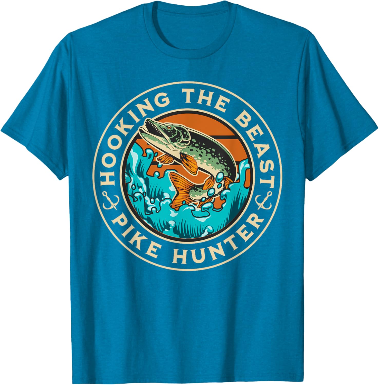 Vintage Pike Hunter Fishing T-Shirt for Men - Cool Fisherman Apparel - 5