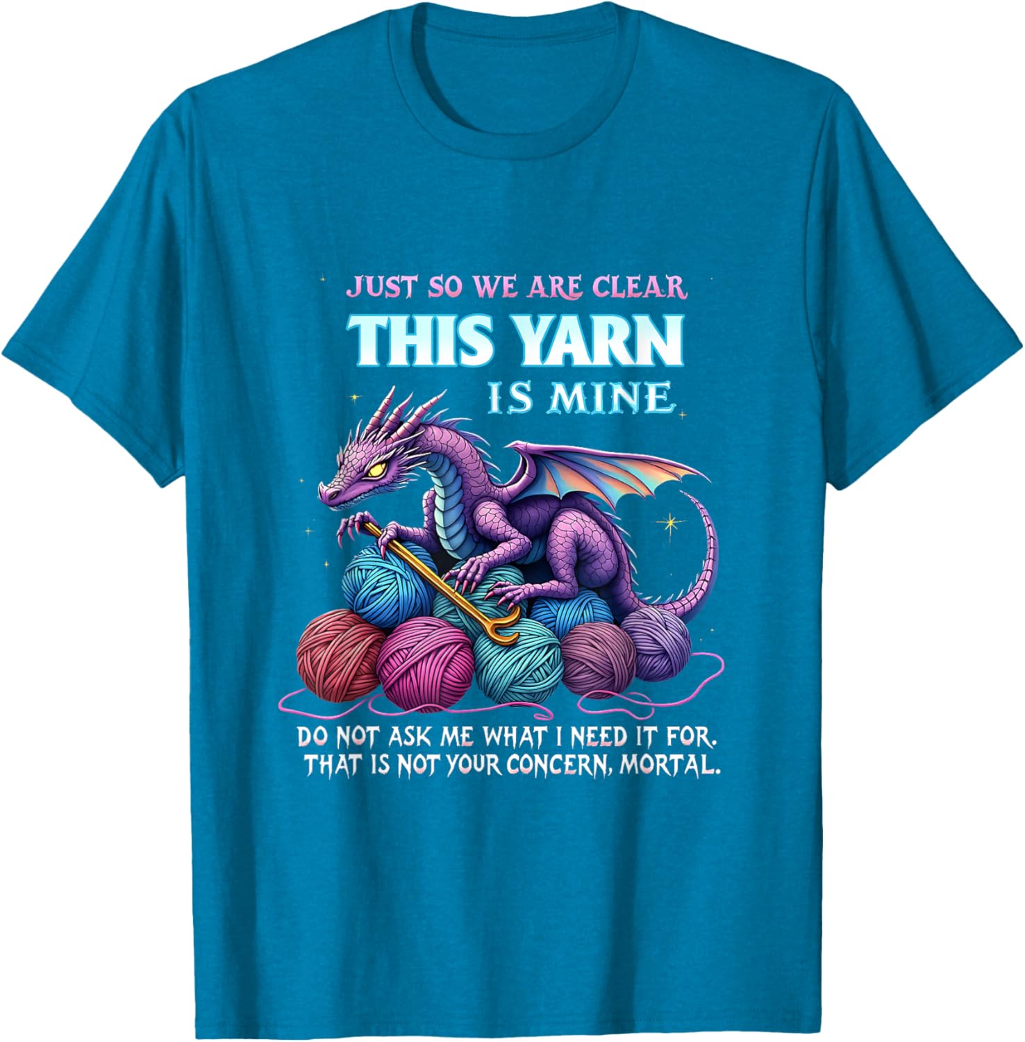 Funny Dragon Yarn Hoarder T-Shirt for Crochet and Knitting Lovers - 15
