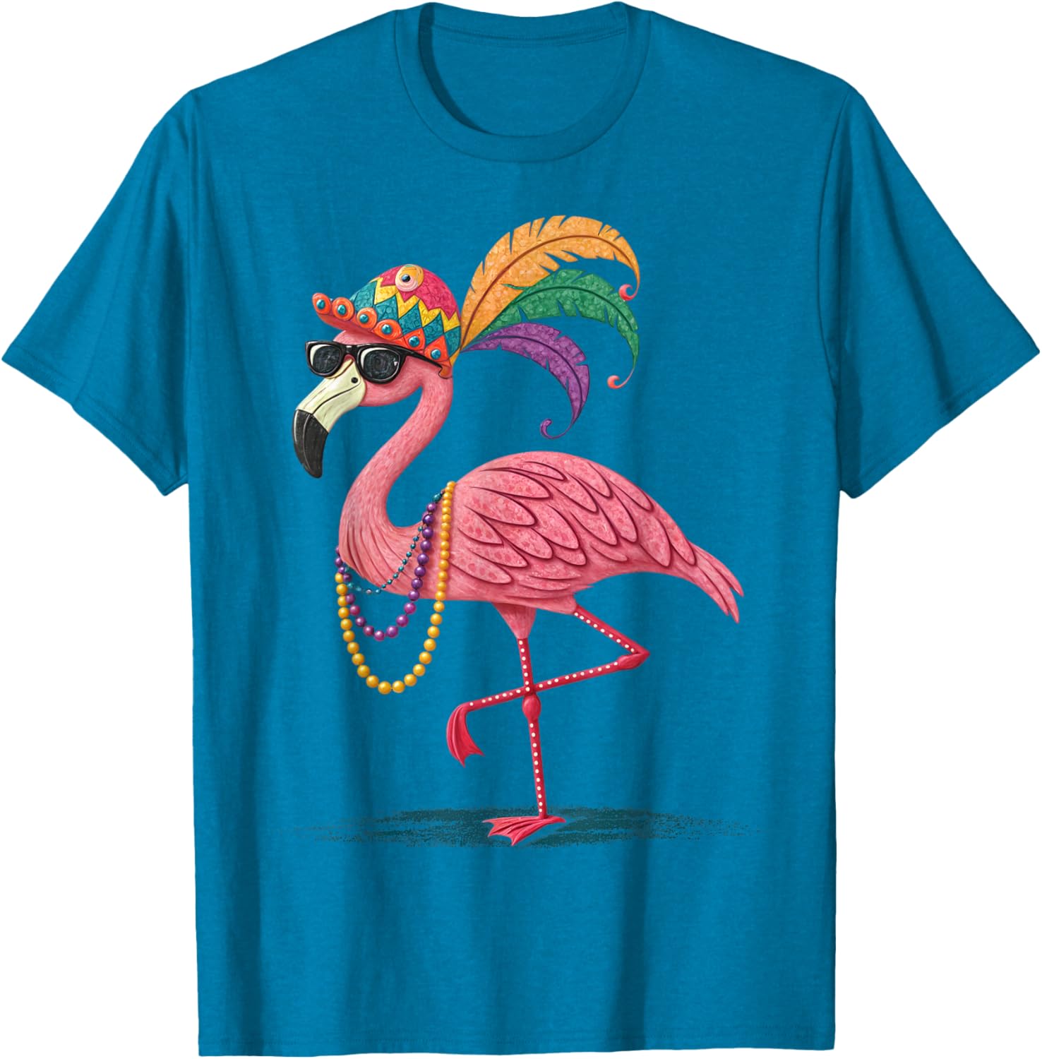 Funny Mardi Gras Flamingo Carnival Party T-Shirt for Fun Celebrations - 5