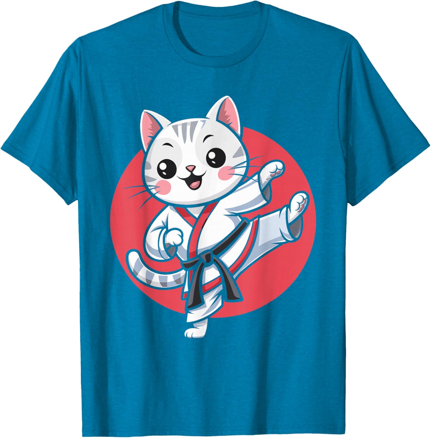 Kawaii Japanese Cat Karate Jiu Jitsu T-Shirt for Women and Kids - 16